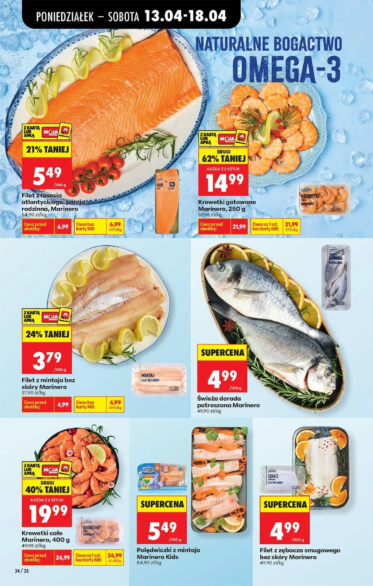 Biedronka gazetka od poniedziałku od 13.04.2026 | Strona: 42 | Produkty: Karta, Waga, Krewetki białe, Owoce