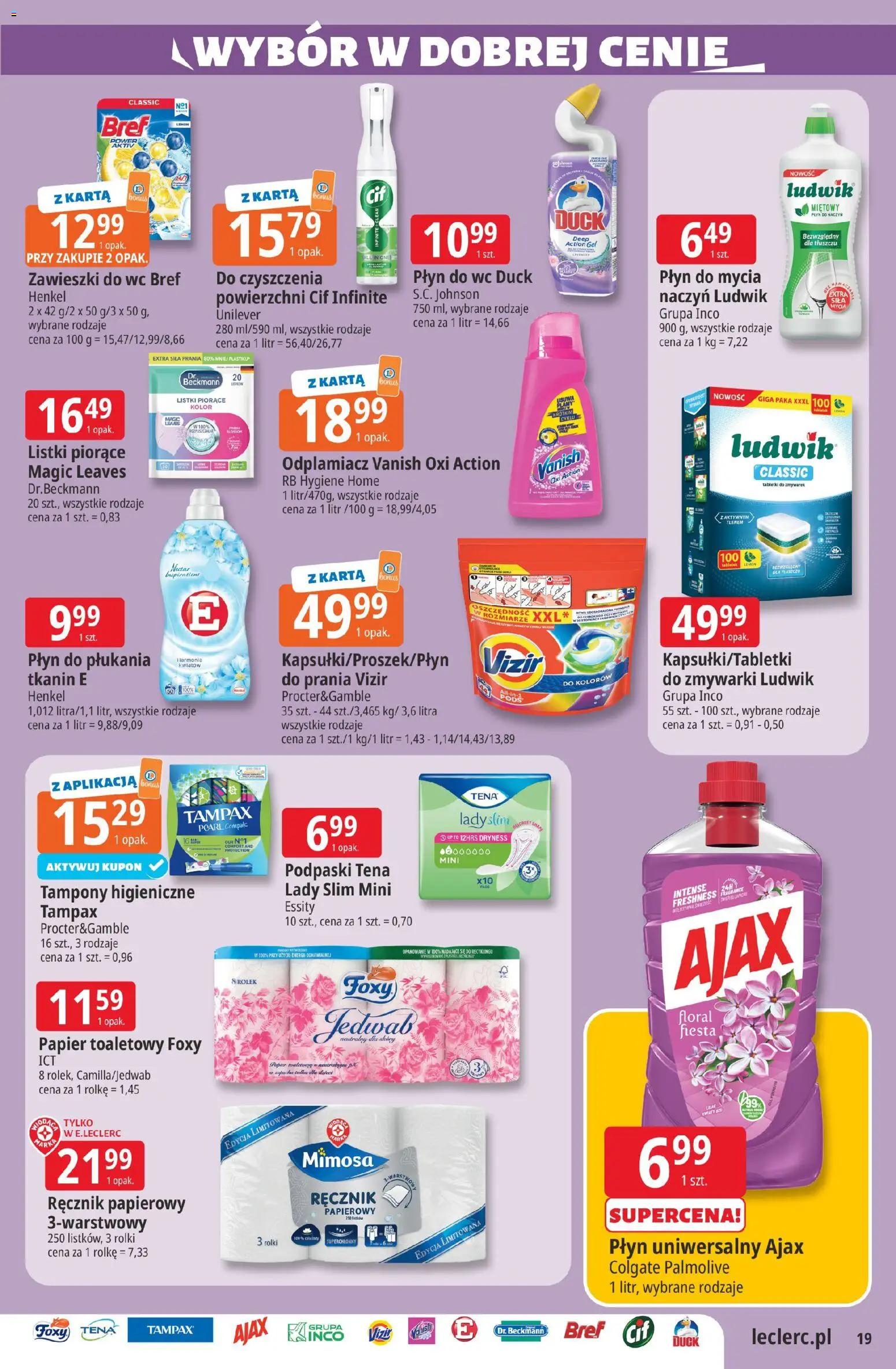 E.Leclerc gazetka - Kłodzko od 19.05.2026 | Strona: 19 | Produkty: Vanish, Papier toaletowy, Rolki, Ręcznik papierowy