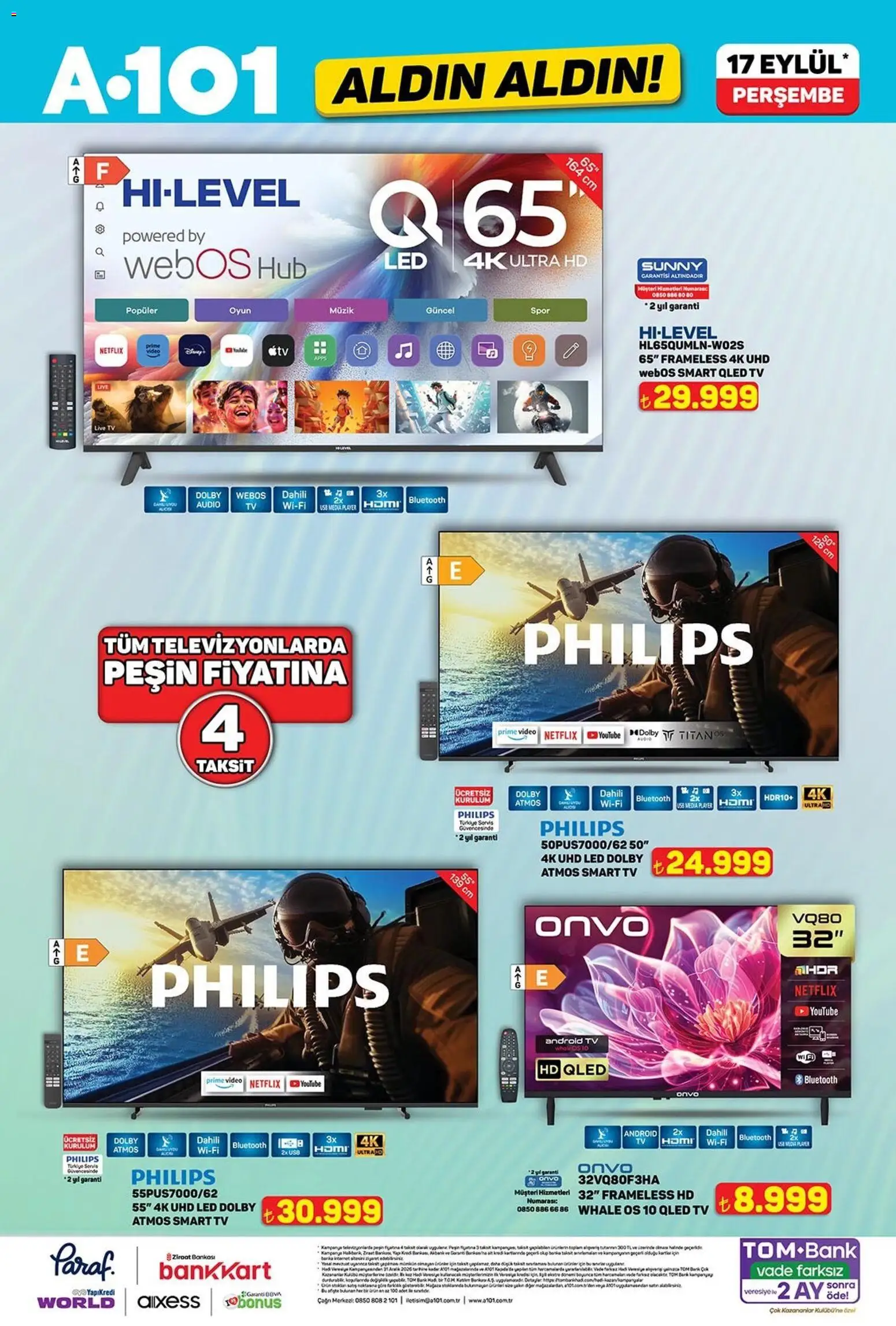 A101 - Katalog Aldın Aldın - 17 Eylül 2026 tarihinden itibaren geçerlidir | Sayfa: 4 | Ürünler: TV, Video, Oyun, USB