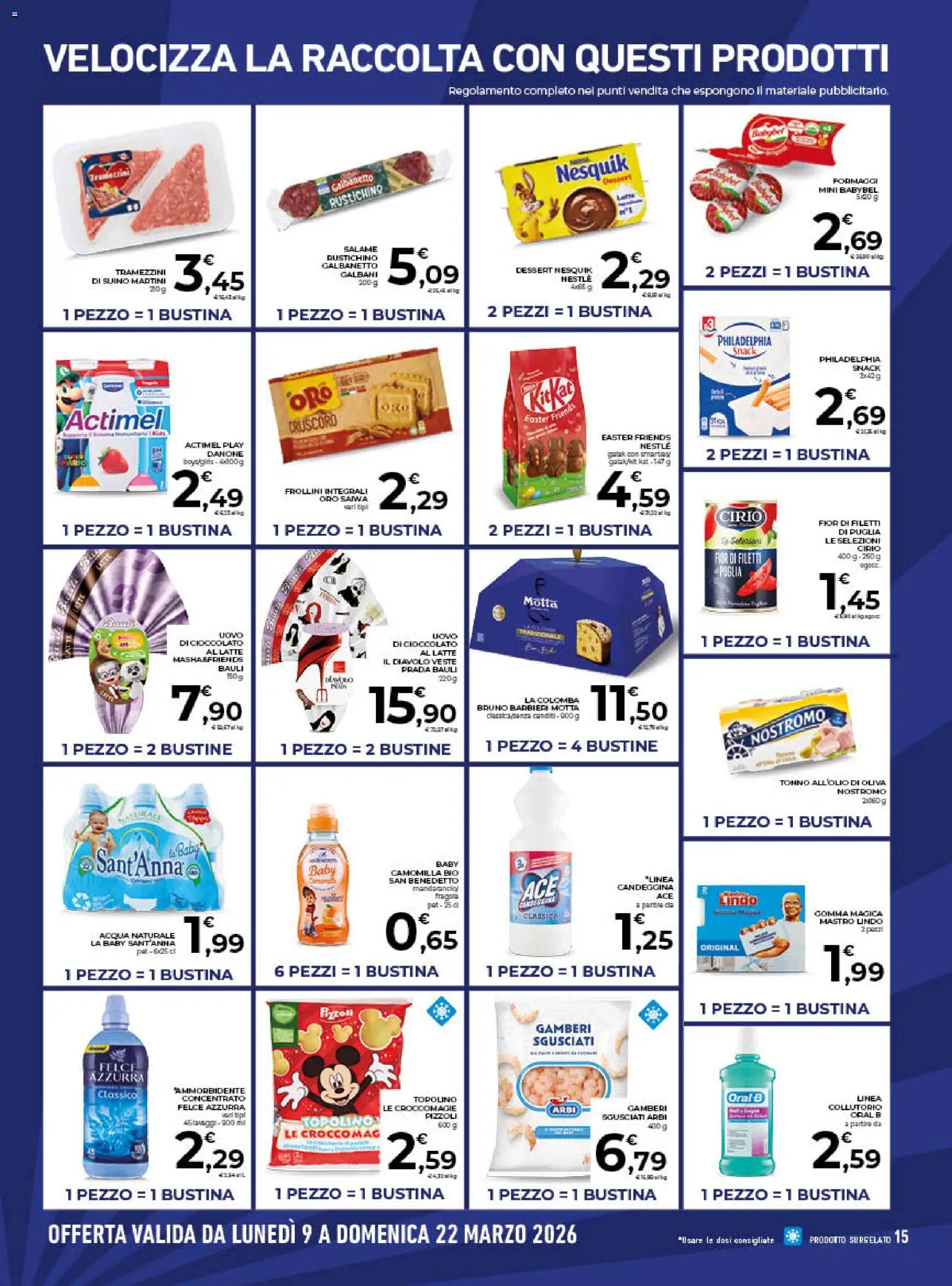 Volantino Conad del 11.03.2026 | Pagina: 15 | Prodotti: Cioccolato, Collutorio, Acqua naturale, Tonno