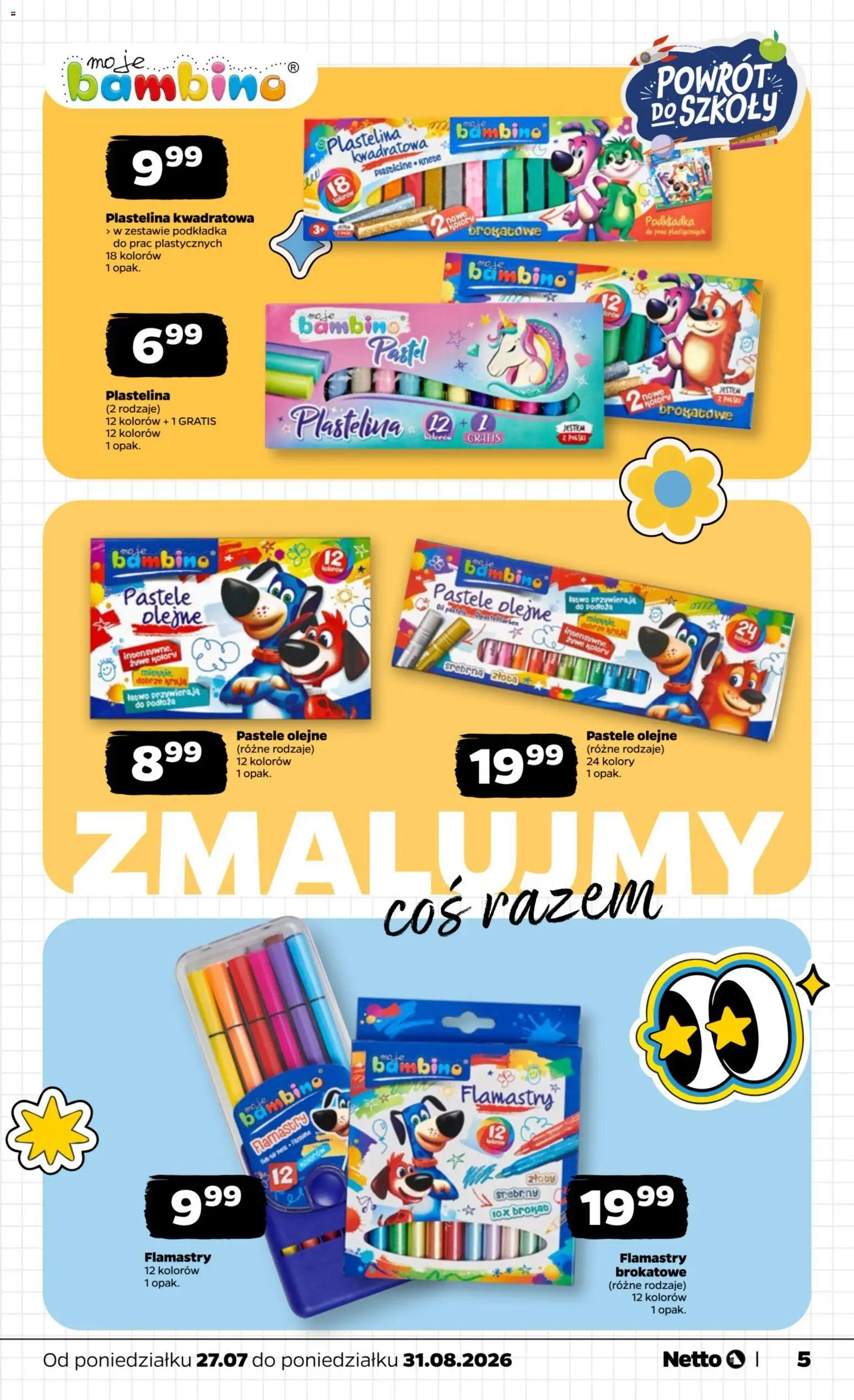 Netto gazetka - Powrót do szkoły od 27.07.2026 | Strona: 5 | Produkty: Plastelina, Flamastry