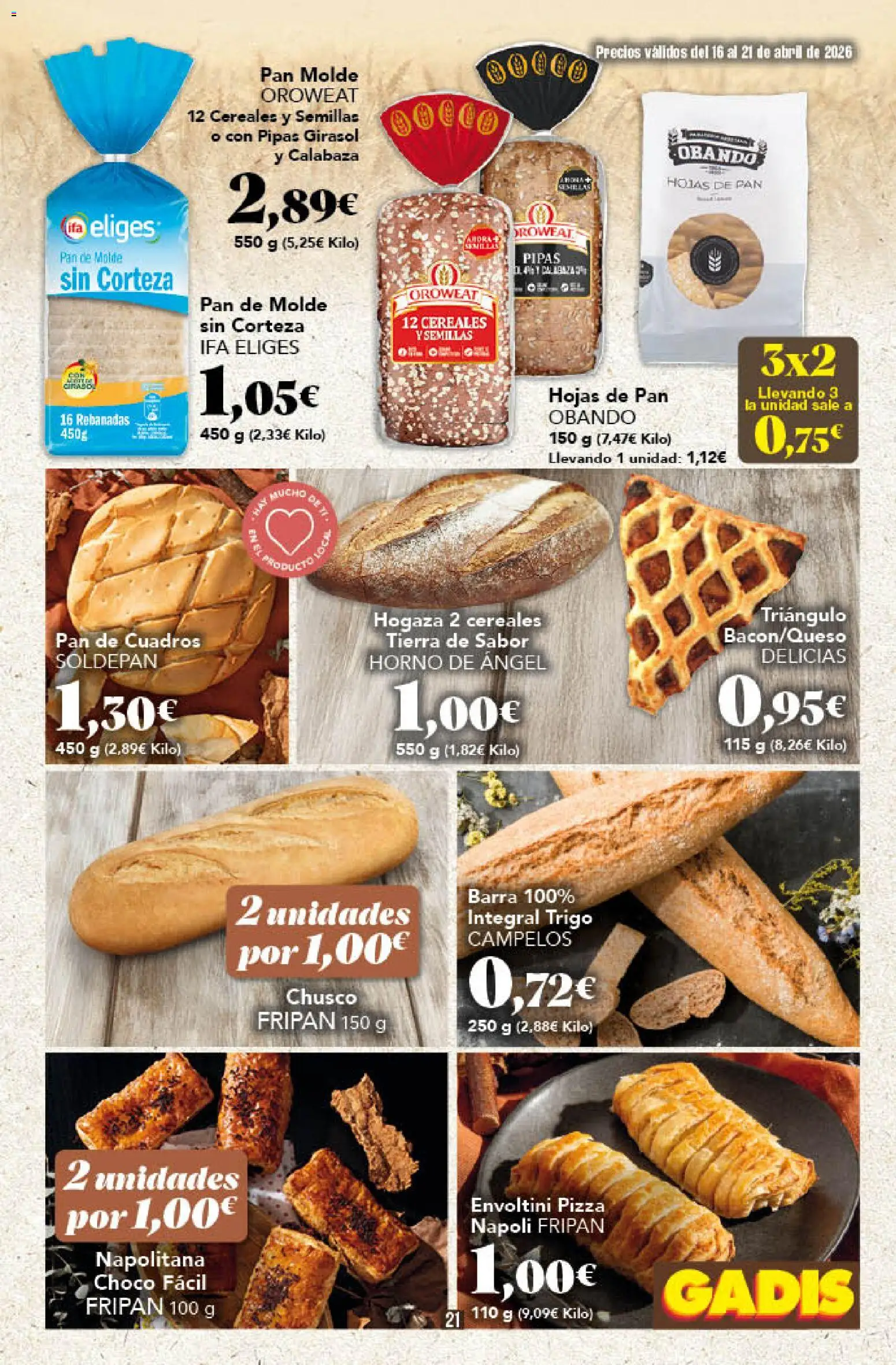 Gadis folleto │ válido desde el 16.04.2026 | Página: 21 | Productos: Πράσινο τσάι, Pan, Pizza, Cereales