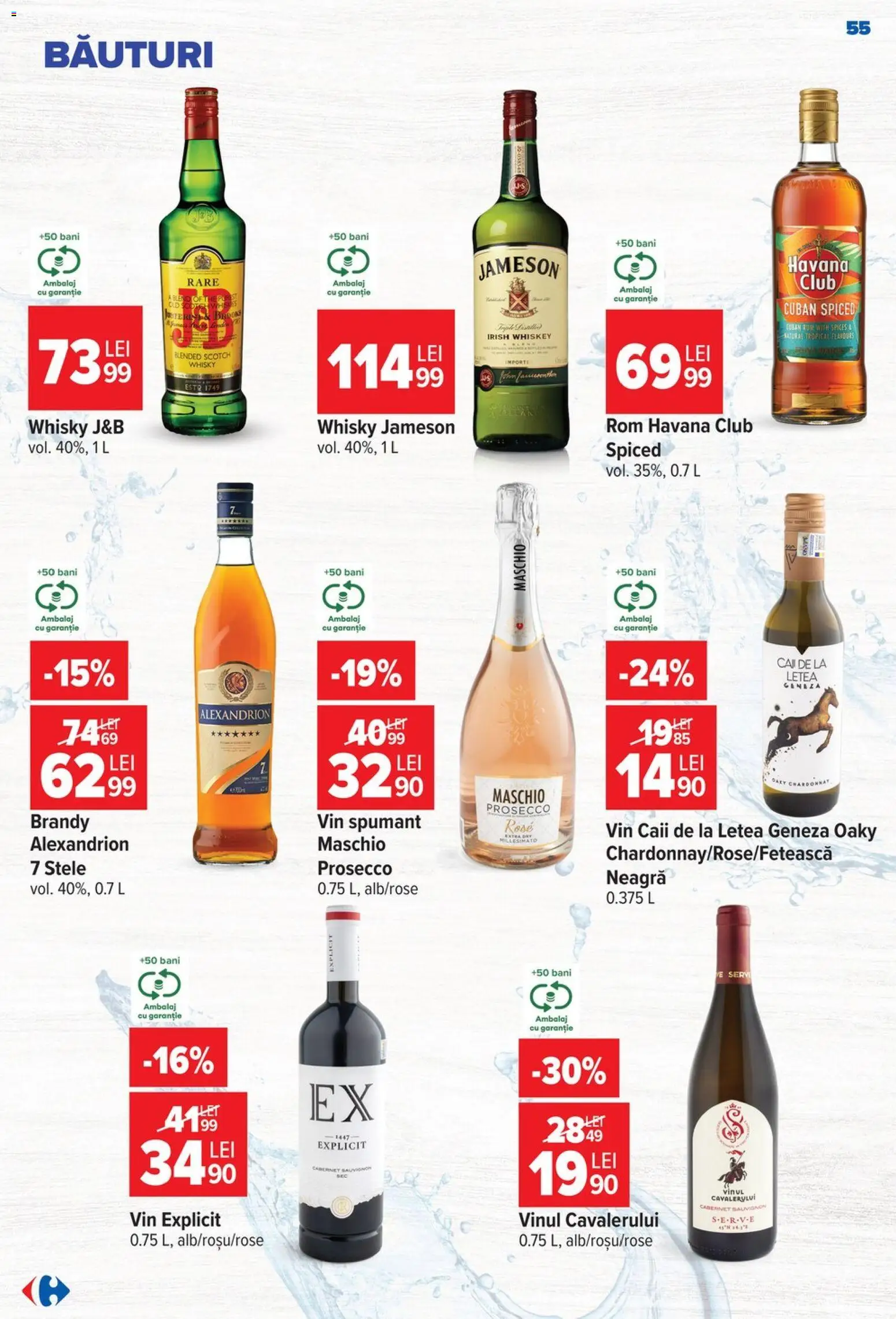 Noul catalog Carrefour – valabil de la 24.06.2026 | Pagină: 55 | Produse: Prosecco, Vin, Klementiinit, Rom