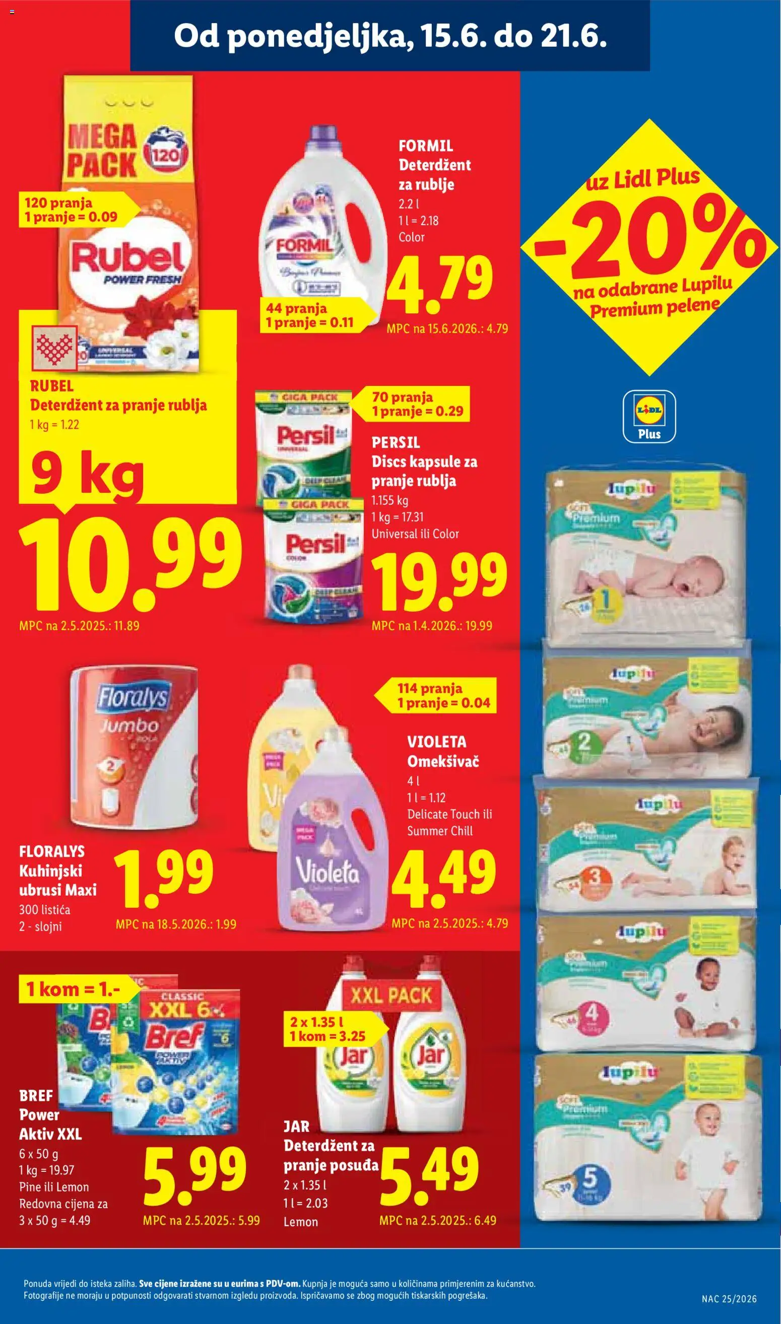 Lidl katalog | vrijedi od 15.06.2026 | Stranica: 21 | Proizvodi: Pelene, Rubel, Deterdžent za pranje rublja, Deterdžent