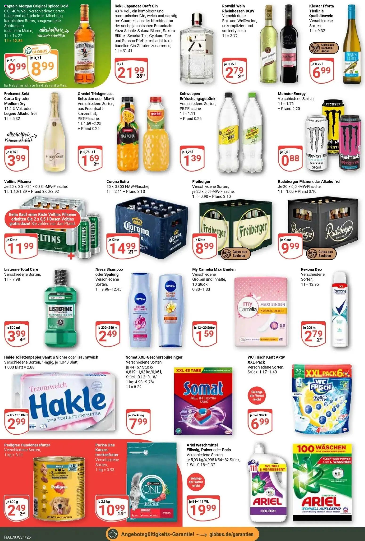 Globus Prospekt Halle (saale) – gültig ab 27.07.2026 | Seite: 3 | Produkte: Energy, Ariel, Wc frisch, Captain morgan