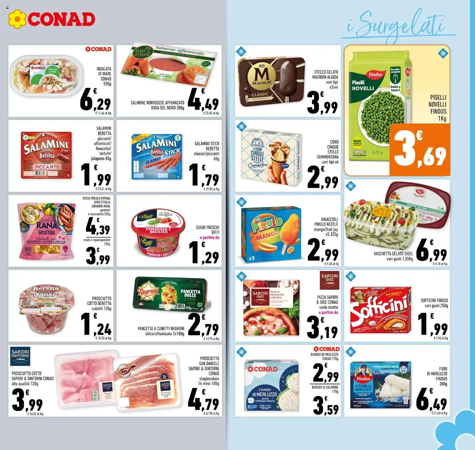 Volantino Conad del 29/07/2026 | Pagina: 11 | Prodotti: Salmone, Mozzarella, Pomodoro, Prosciutto