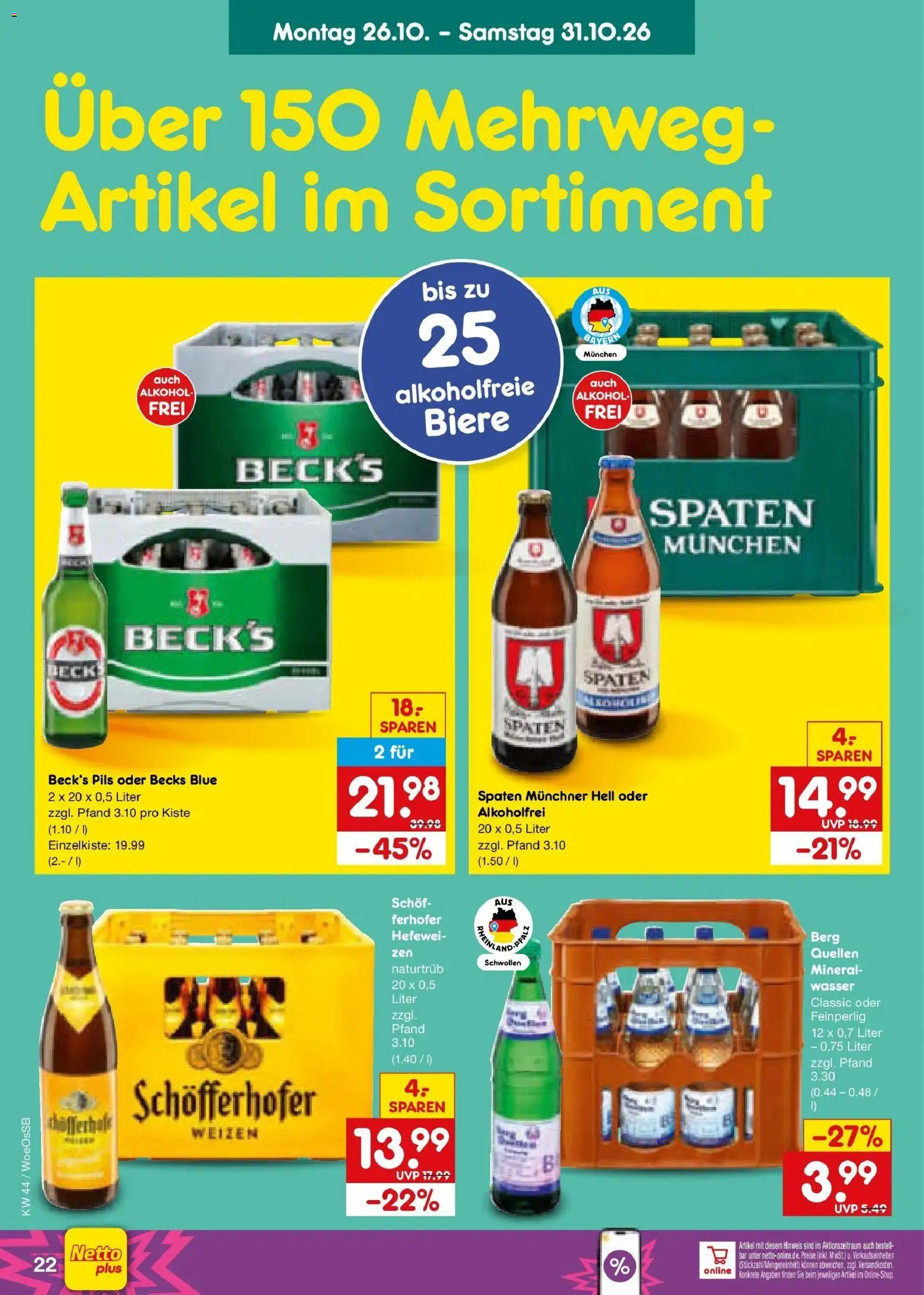 Netto Marken-Discount Prospekt Gemmingen – gültig ab 26.10.2026 | Seite: 34 | Produkte: Pils, Wasser, Alkohol