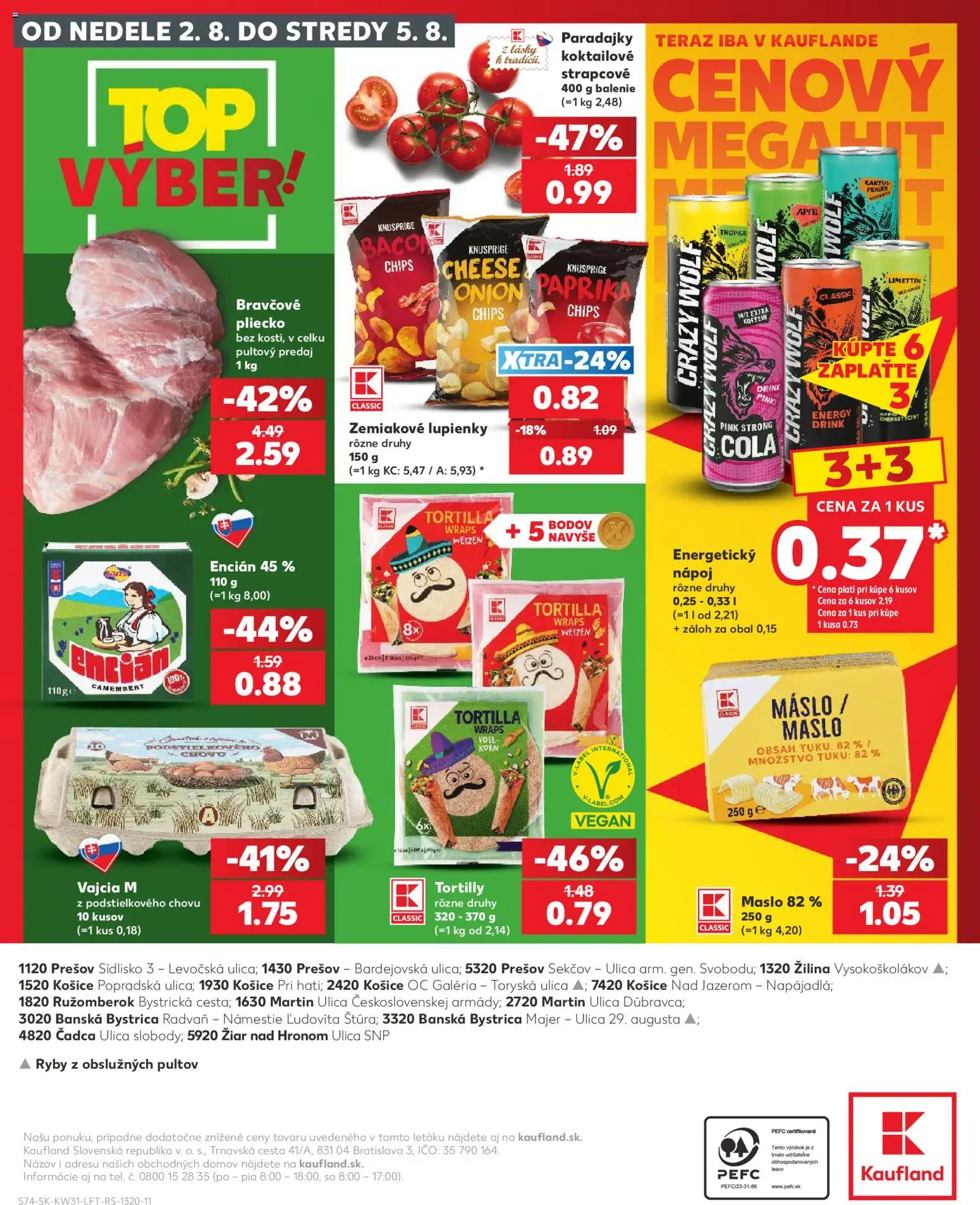 Nové Kaufland akcie – leták je platný od 30.07.2026 | Strana: 74 | Produkty: Vajcia, Paradajky, Tortilla, Ryby