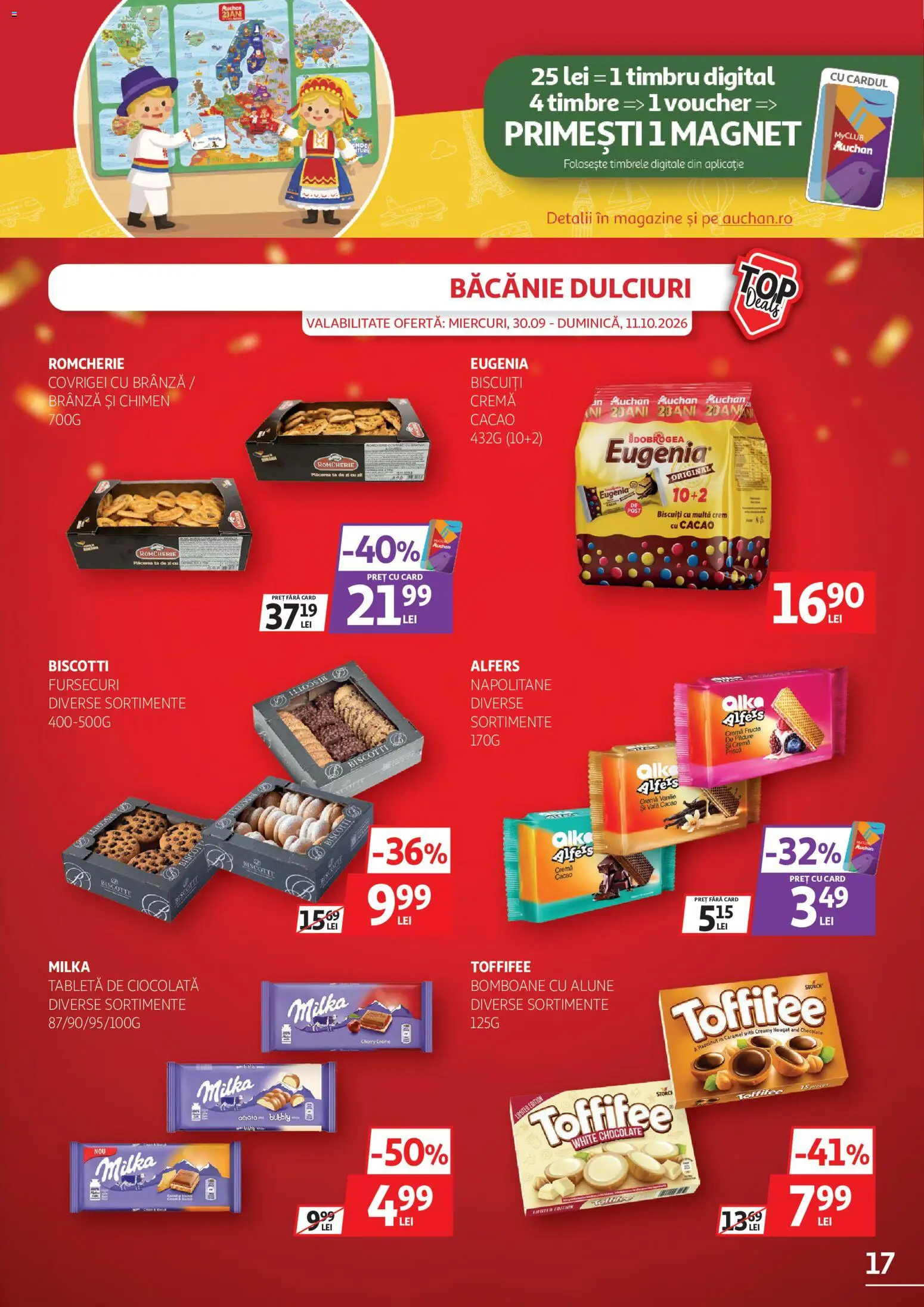 Noul catalog Auchan – valabil de la 30.09.2026 | Pagină: 17 | Produse: Covrigei, Frișcă, Cacao, Fructe