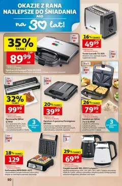 Pogląd oferty "Auchan gazetka - 30 Lat Hipermarket" - ważna od 20.08.2026 | Strona: 50 | Produkty: Czajnik, Gofrownica, Płytki, Tefal