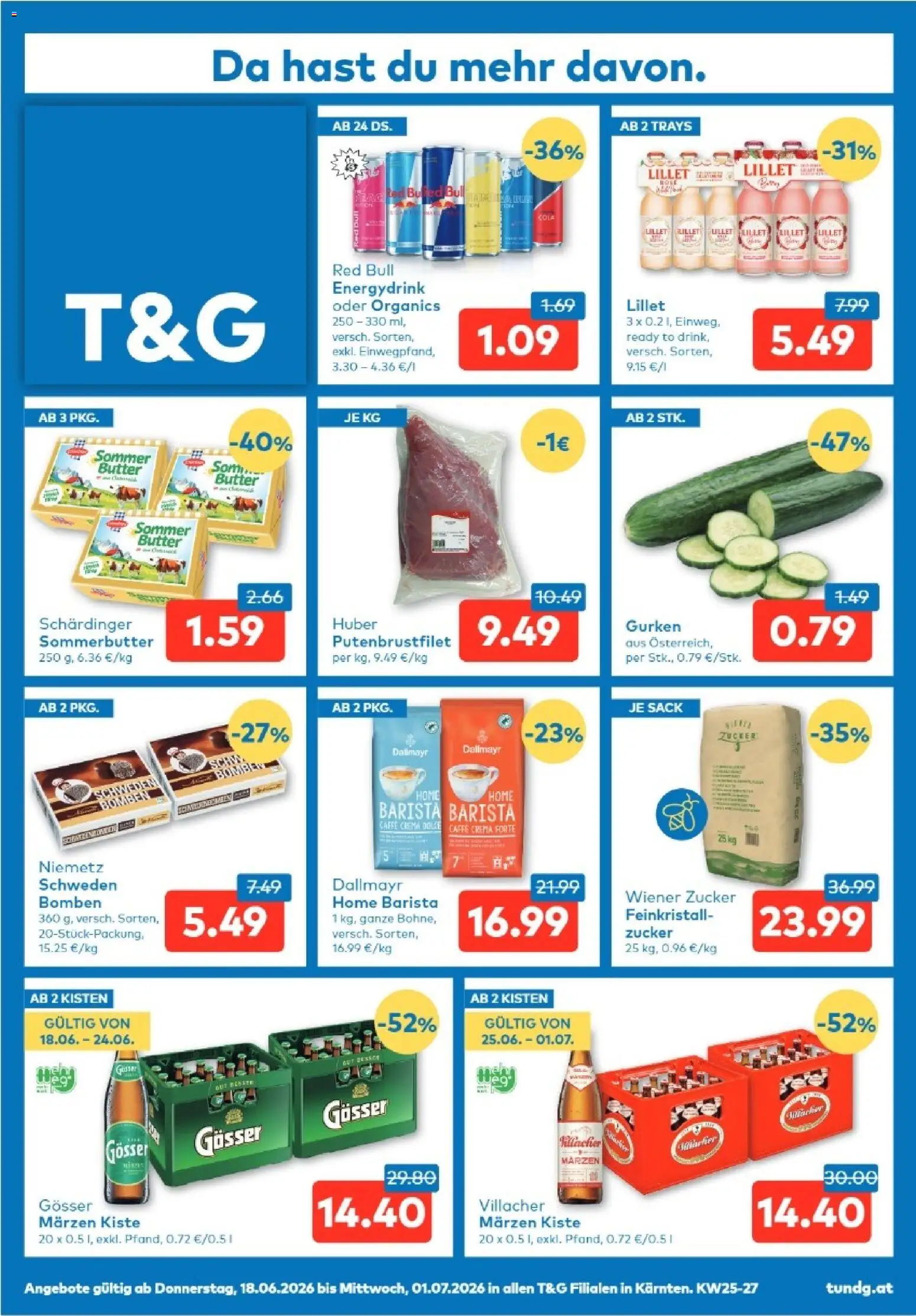 T&G Flugblatt gültig ab 18.06.2026 | Seite: 1 | Produkte: Gurken, Zucker, Butter