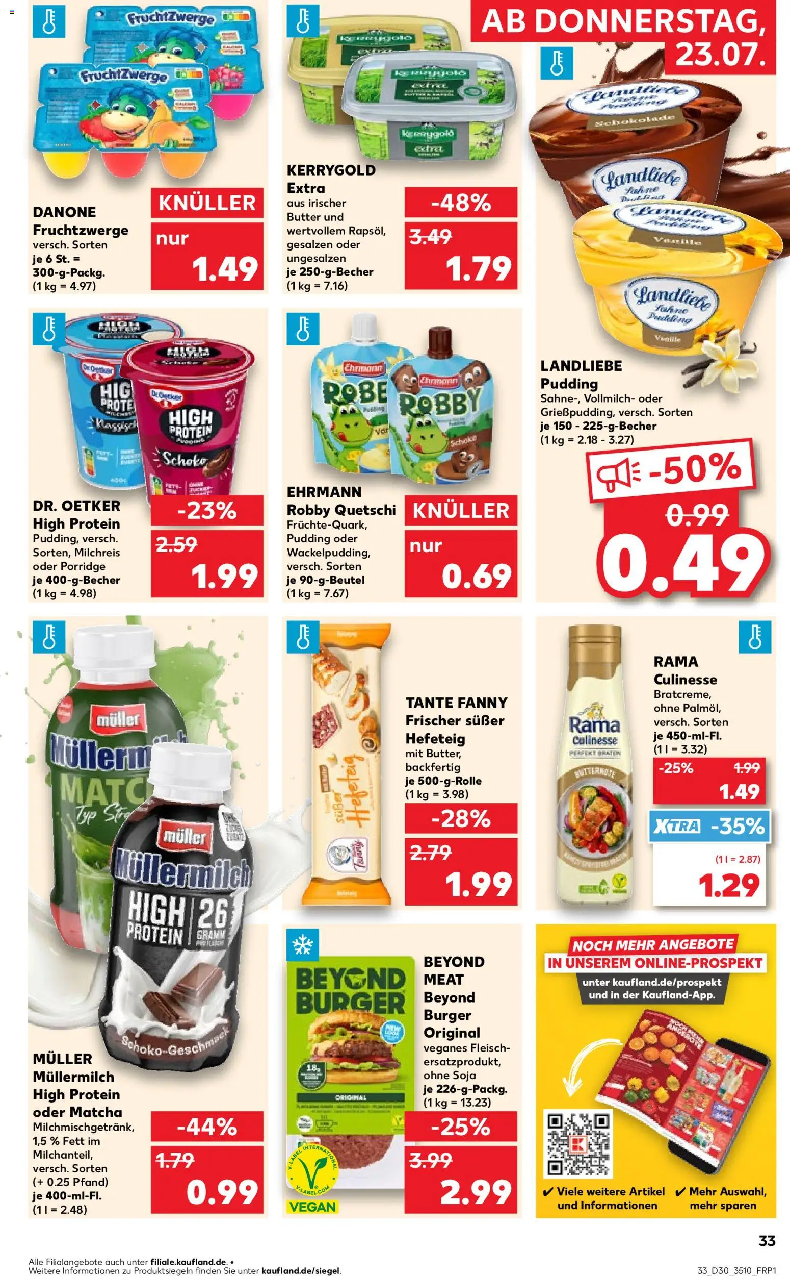 Kaufland Prospekt Leipzig – gültig ab 23.07.2026 | Seite: 33 | Produkte: Rama, Pudding, Müllermilch, Fleisch