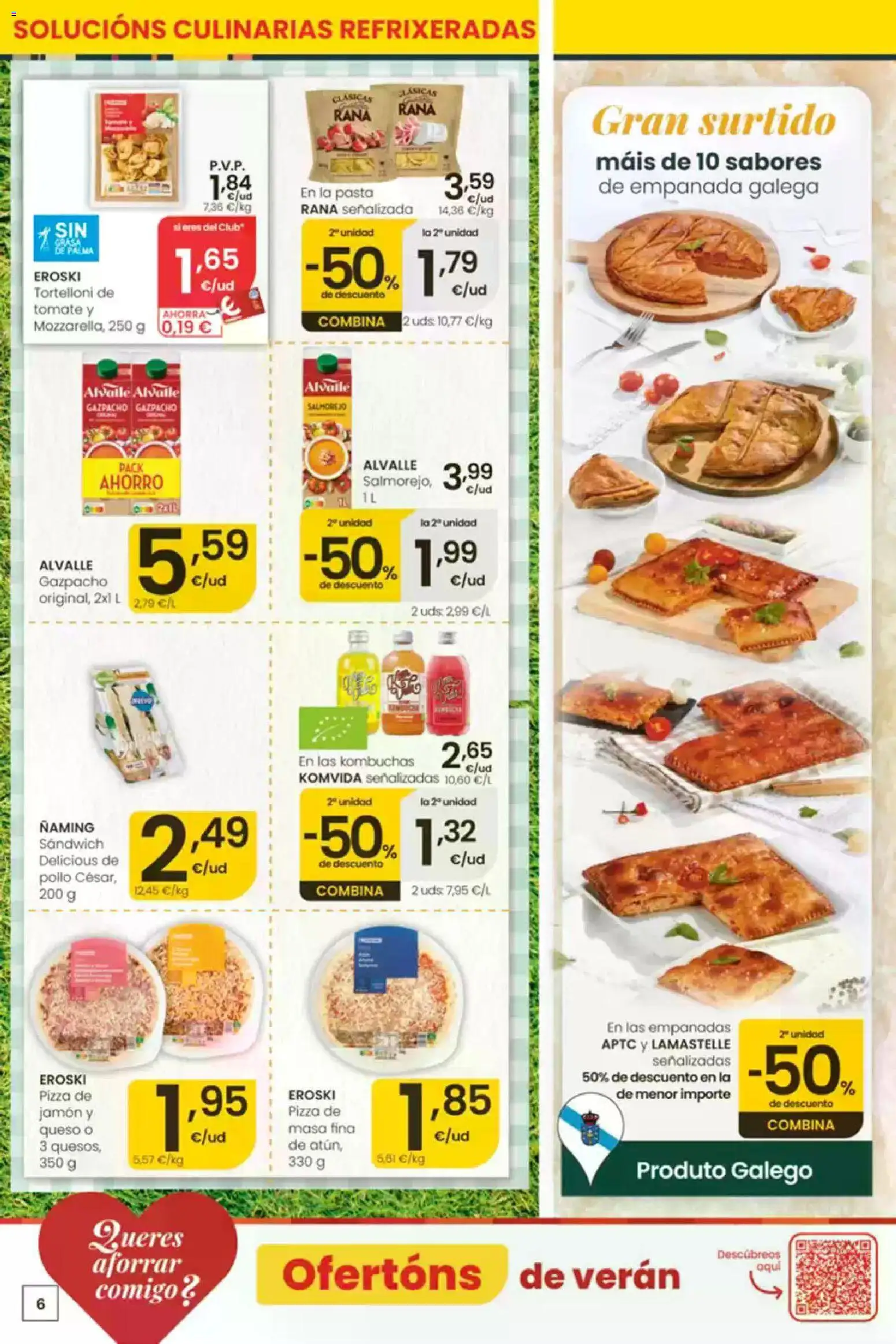 Eroski folleto │ válido desde el 30/07/2026 | Página: 6 | Productos: Jamón, Pizza, Pasta, Gazpacho
