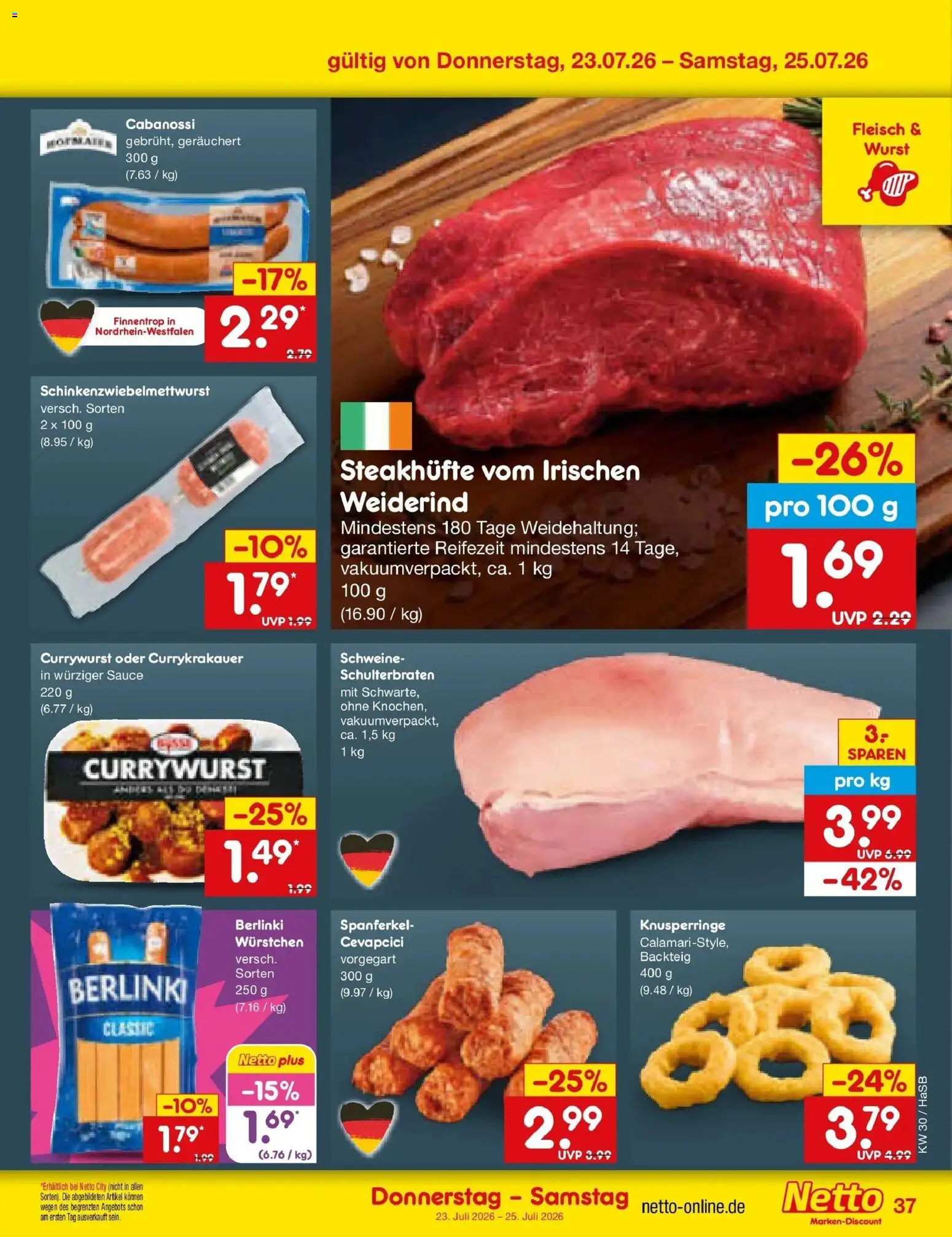 Netto Marken-Discount Prospekt Wuppertal – gültig ab 20.07.2026 | Seite: 61 | Produkte: Cevapcici, Wurst, Fleisch