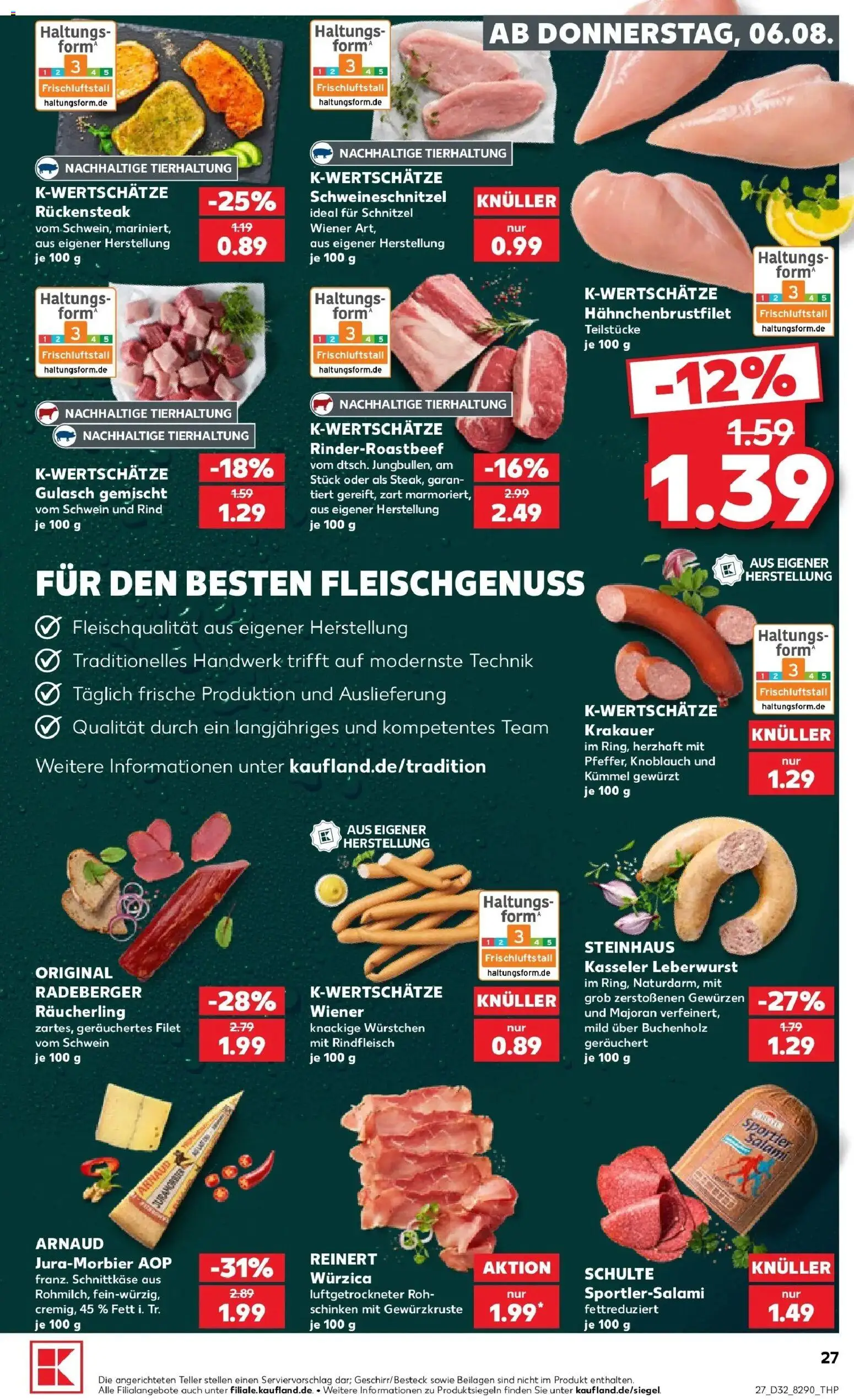 Prospekt Kaufland ab 06.08.2026 » Angebote Online zum Blättern | Seite: 27 | Produkte: Schnitzel, Knoblauch, Salami, Schinken