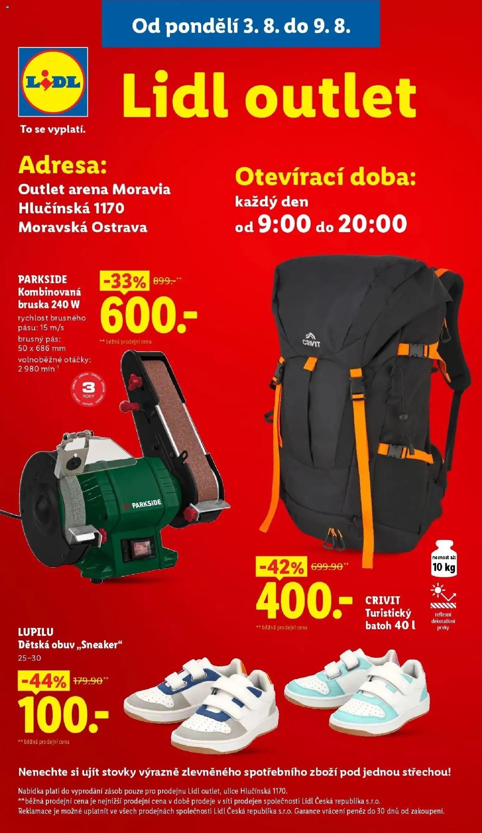 Lidl aktuální leták od 06.08.2026 | Strana: 39 | Produkty: Parkside, Batoh, Obuv, Bruska