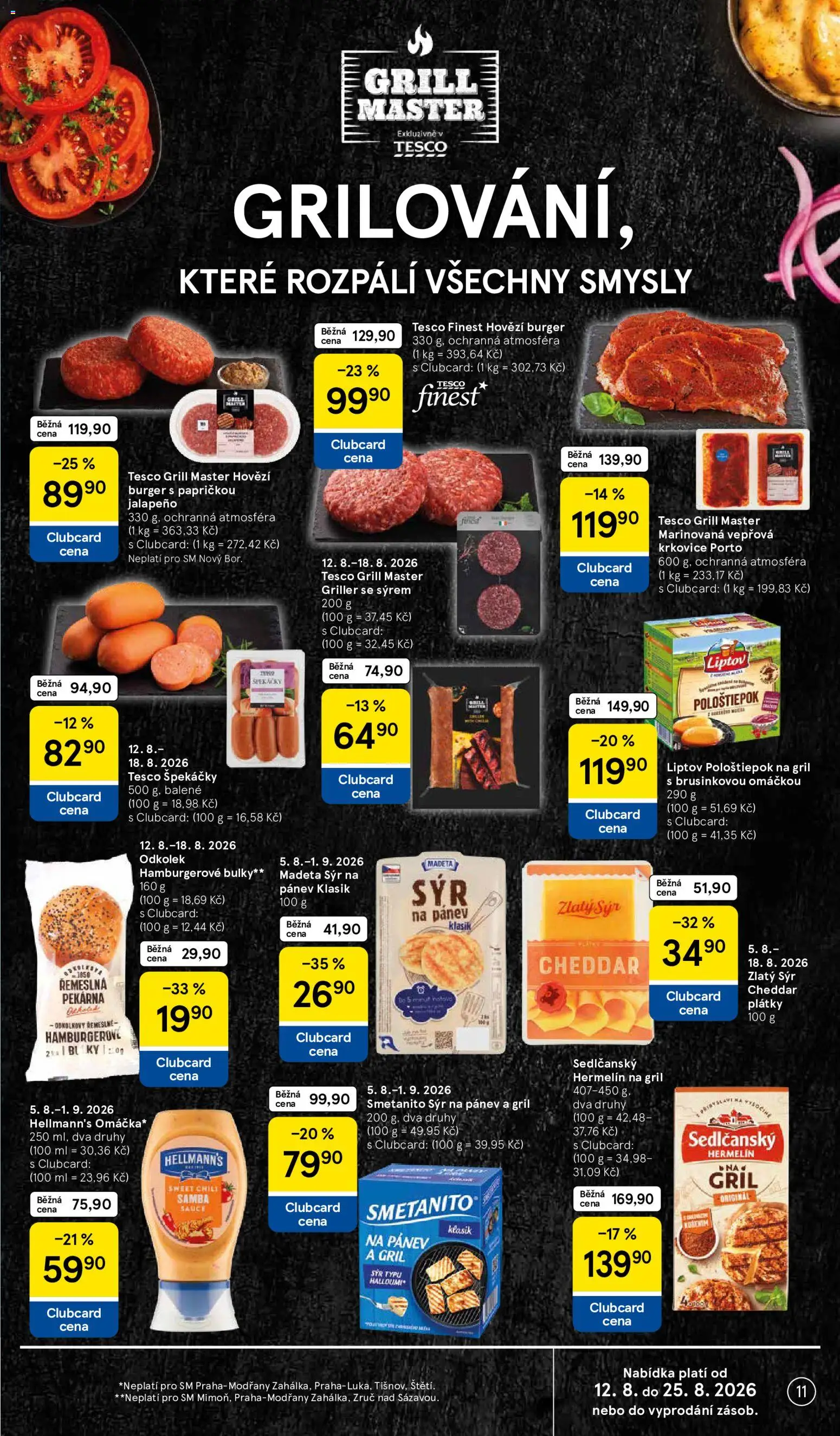 Tesco leták - Supermarket od 12.08.2026 | Strana: 11 | Produkty: Hovězí, Sýr na pánev, Hermelín, Cheddar