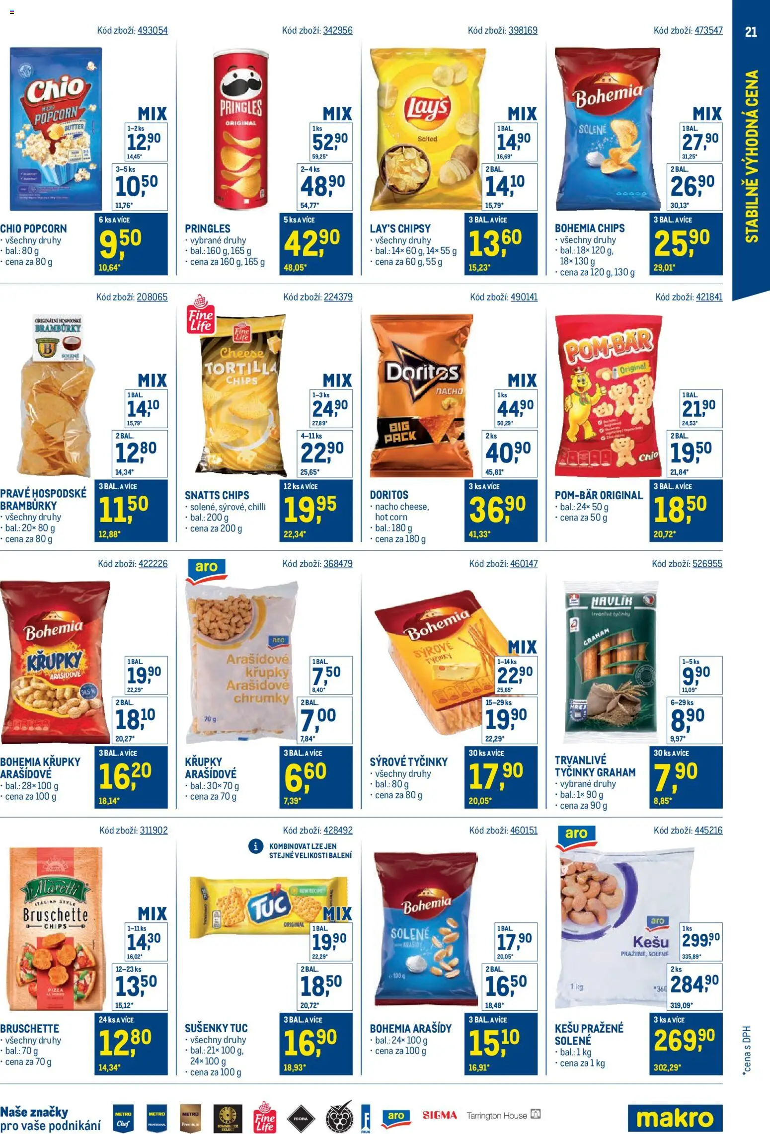 Makro leták - Cash & Carry od 20.05.2026 | Strana: 21 | Produkty: Arašídy, Doritos, Chipsy, Křupky