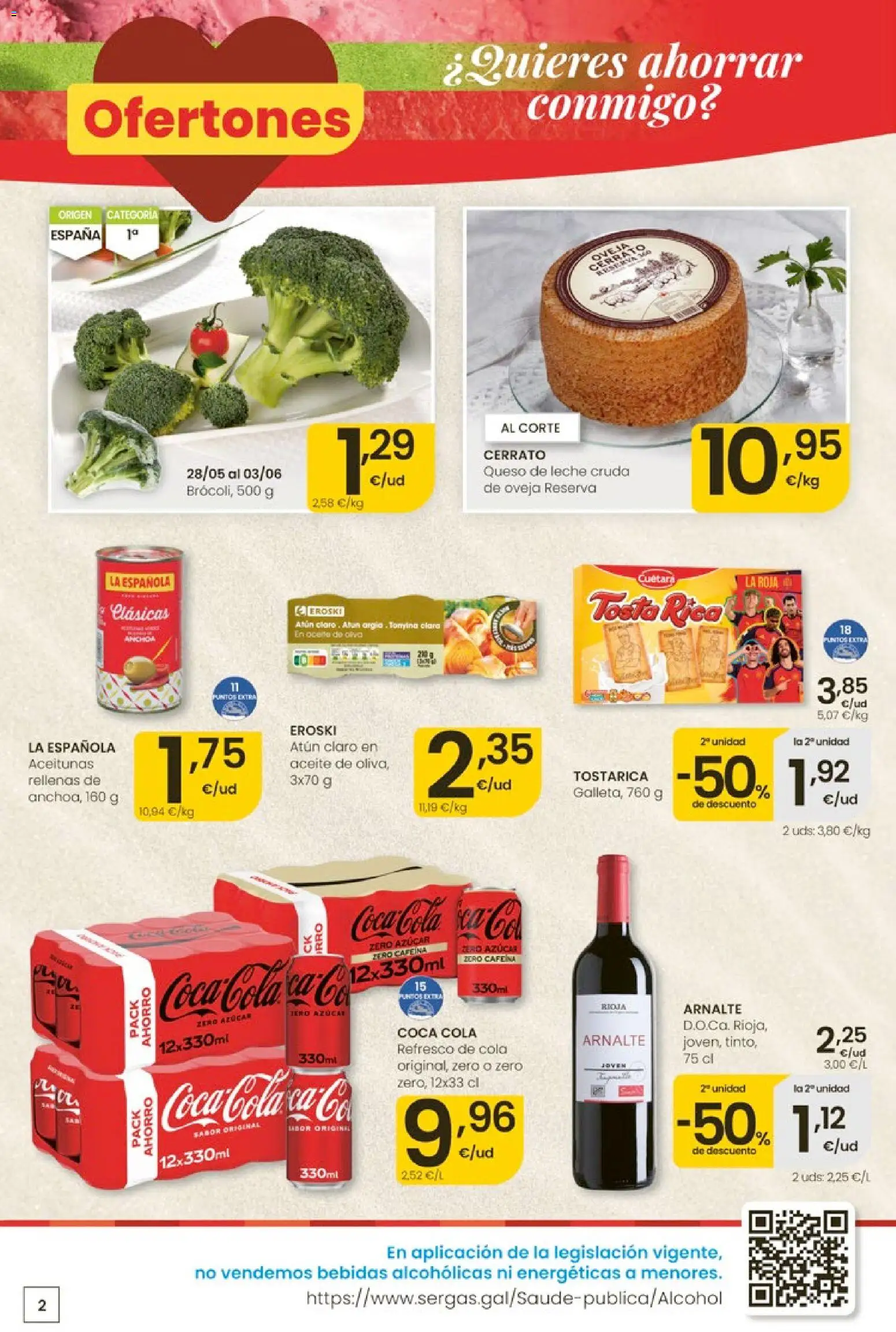 Eroski Ofertones de verano │ válido desde el 28.05.2026 | Página: 2 | Productos: Leche, Queso, Aceite, Atún claro