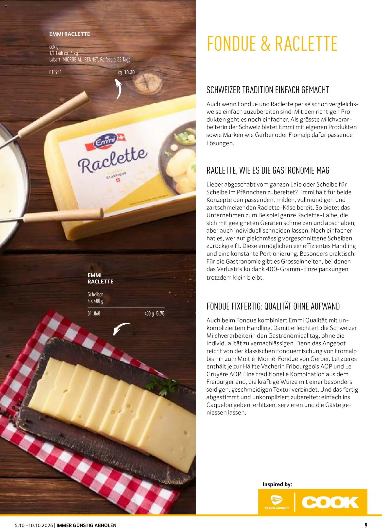 Prodega aktionen Fondue/Raclette – gültig ab 05.10.2026 | Seite: 9 | Produkte: Raclette, Fondue, Scheibe