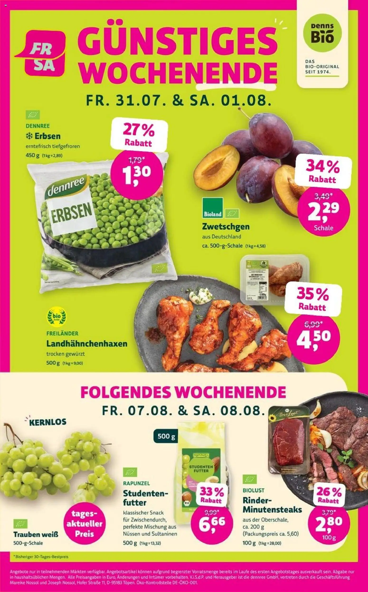 Denns BioMarkt Angebote – gültig ab 29.07.2026 | Seite: 4 | Produkte: Trauben, Zwetschgen, Erbsen
