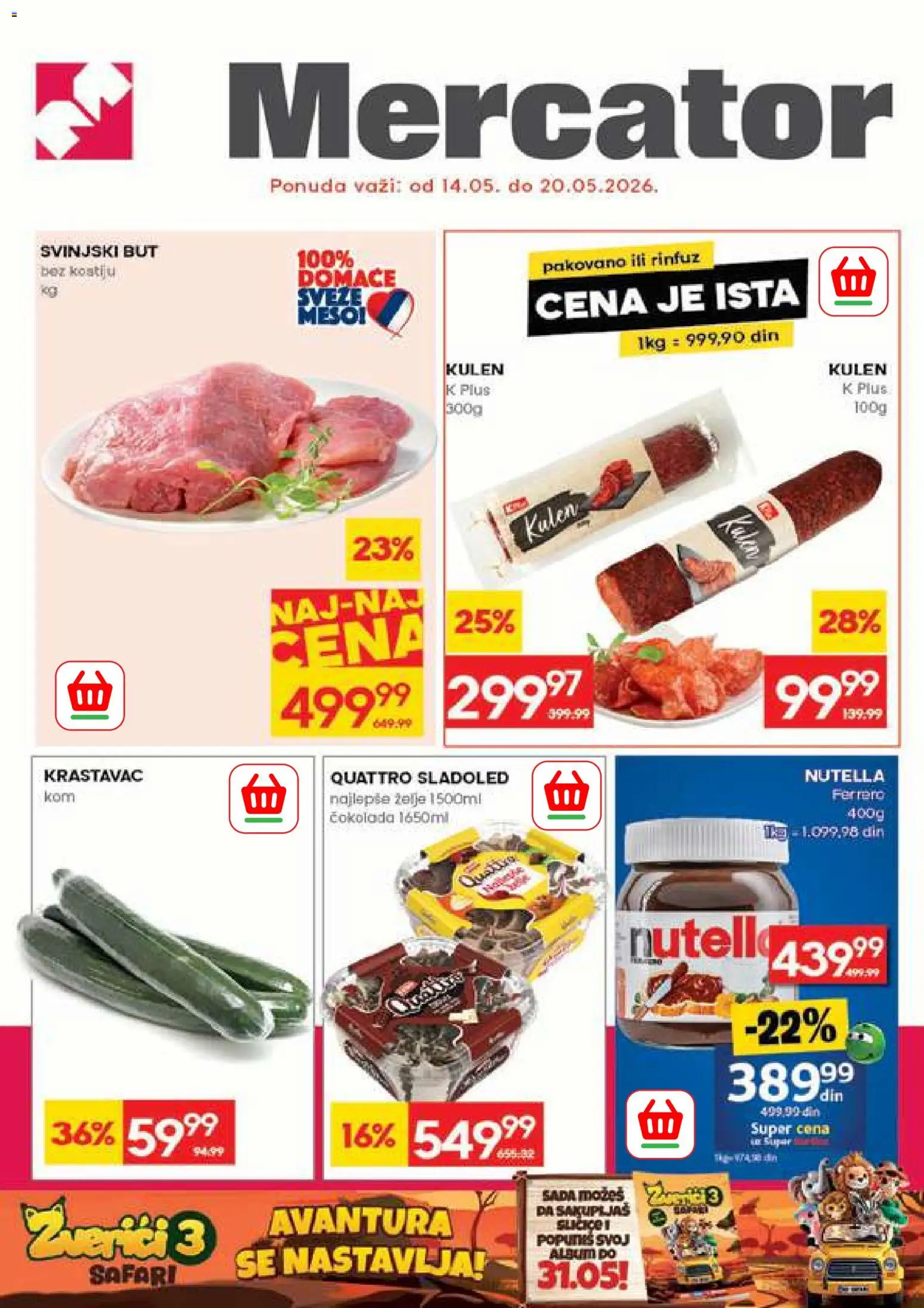Mercator katalog - važi od 14.05.2026 | Strana: 1 | Proizvode: Krastavac, Ferrero, Svinjski but, Nutella