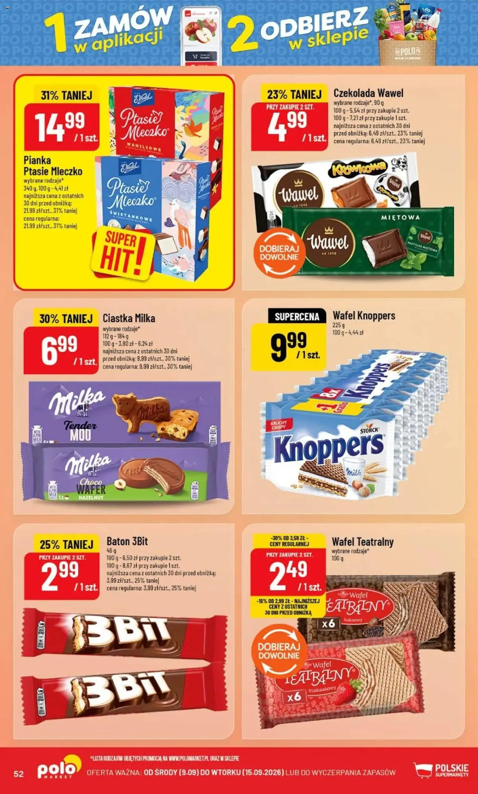 Nowa POLOmarket gazetka od jutra 09.09.2026 | Strona: 52 | Produkty: Milka, Baton, Czekolada, Ciastka