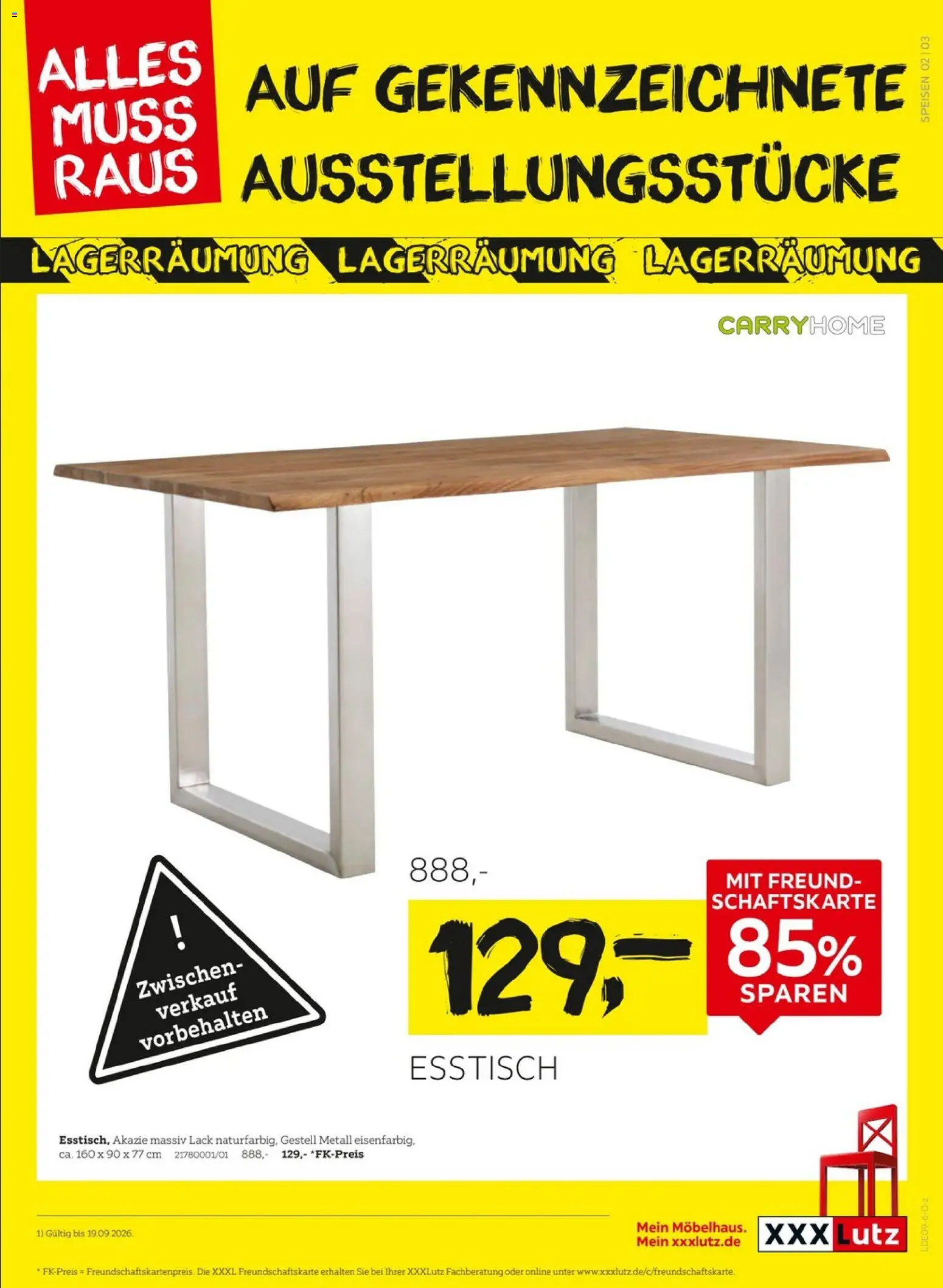 XXXLutz Größte Lagerräumung 2 – gültig ab 12.09.2026 | Seite: 3 | Produkte: Esstisch
