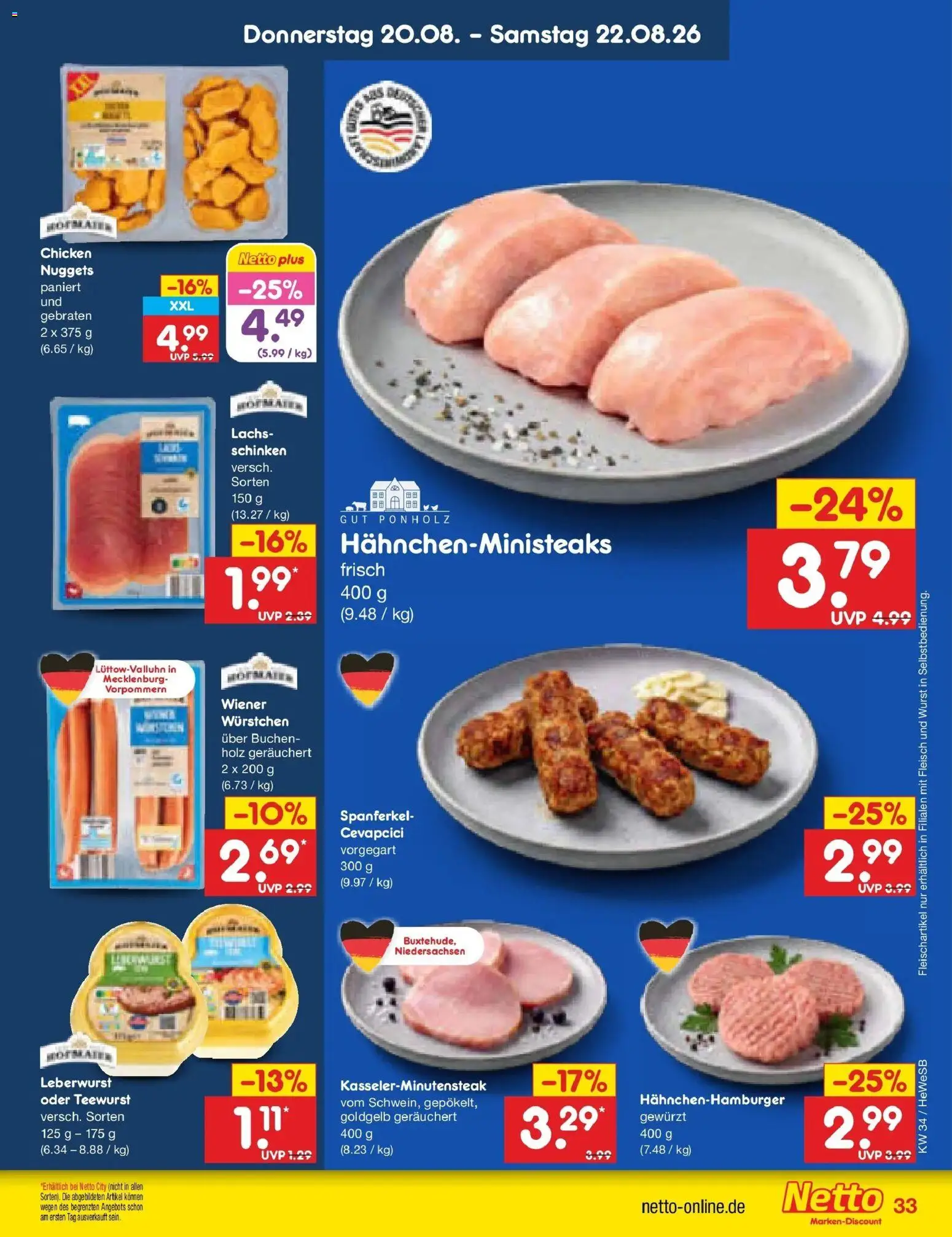 Netto Marken-Discount Prospekt Hamburg – gültig ab 17.08.2026 | Seite: 51 | Produkte: Wiener wurstchen, Cevapcici, Lachs, Wurst