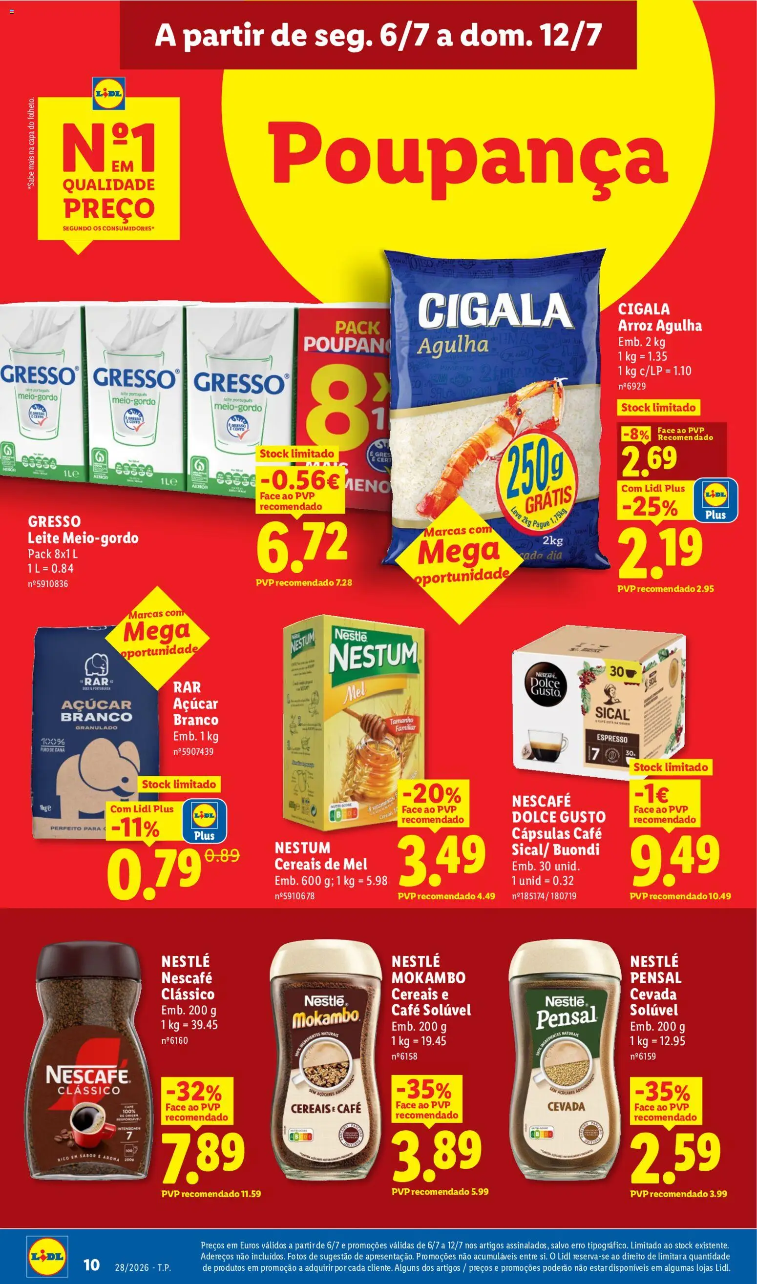 Lidl folheto │ válido de 06/07/2026 | Página: 10 | Produtos: Café solúvel, Nestlé, Açúcar, Dolce gusto
