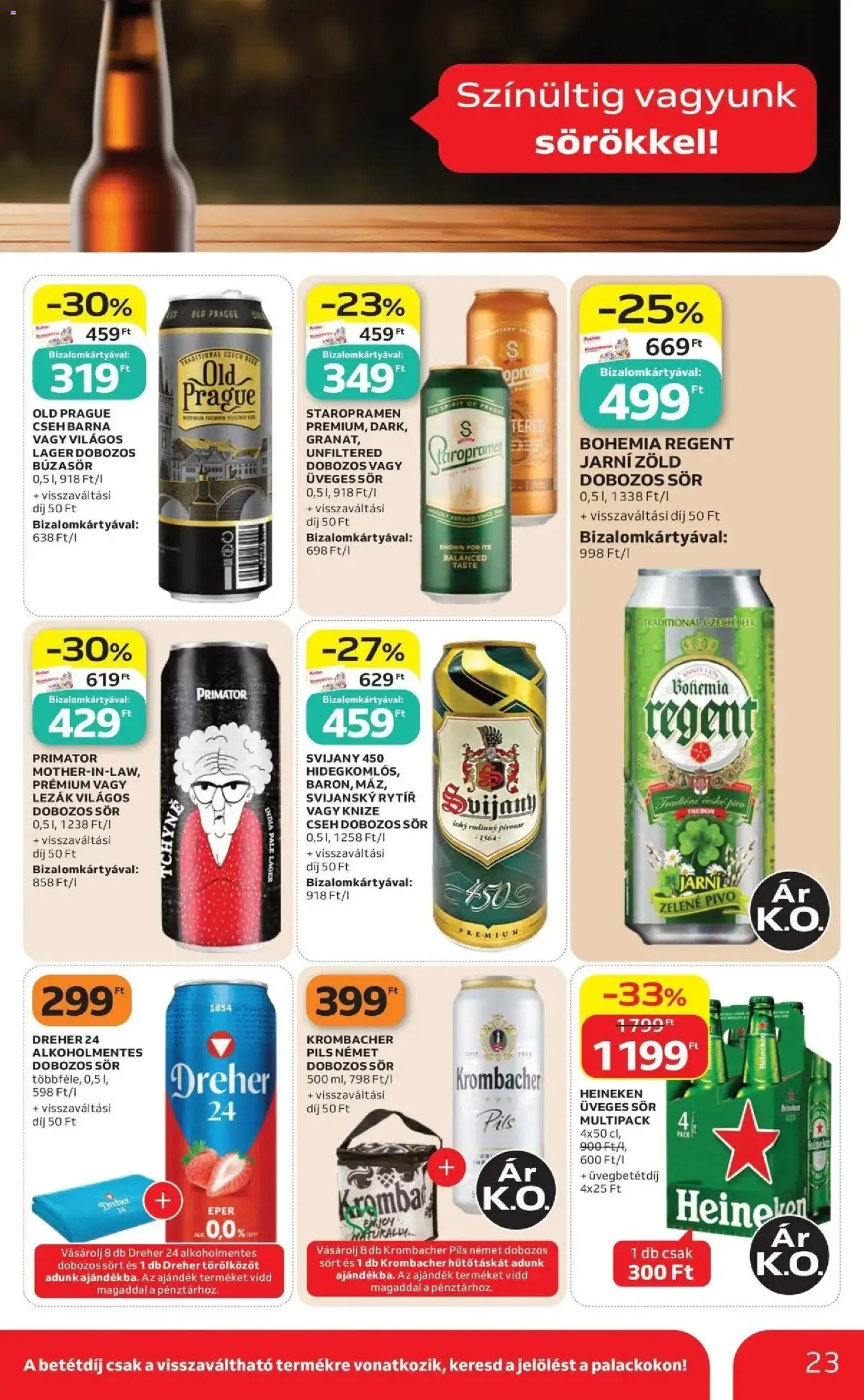 Auchan akciós ujság - amely érvényes a következő dátumtól: 2026.07.30. | Oldal: 23 | Termékek: Dreher, Üveges sör, Búzasör, Dobozos sör
