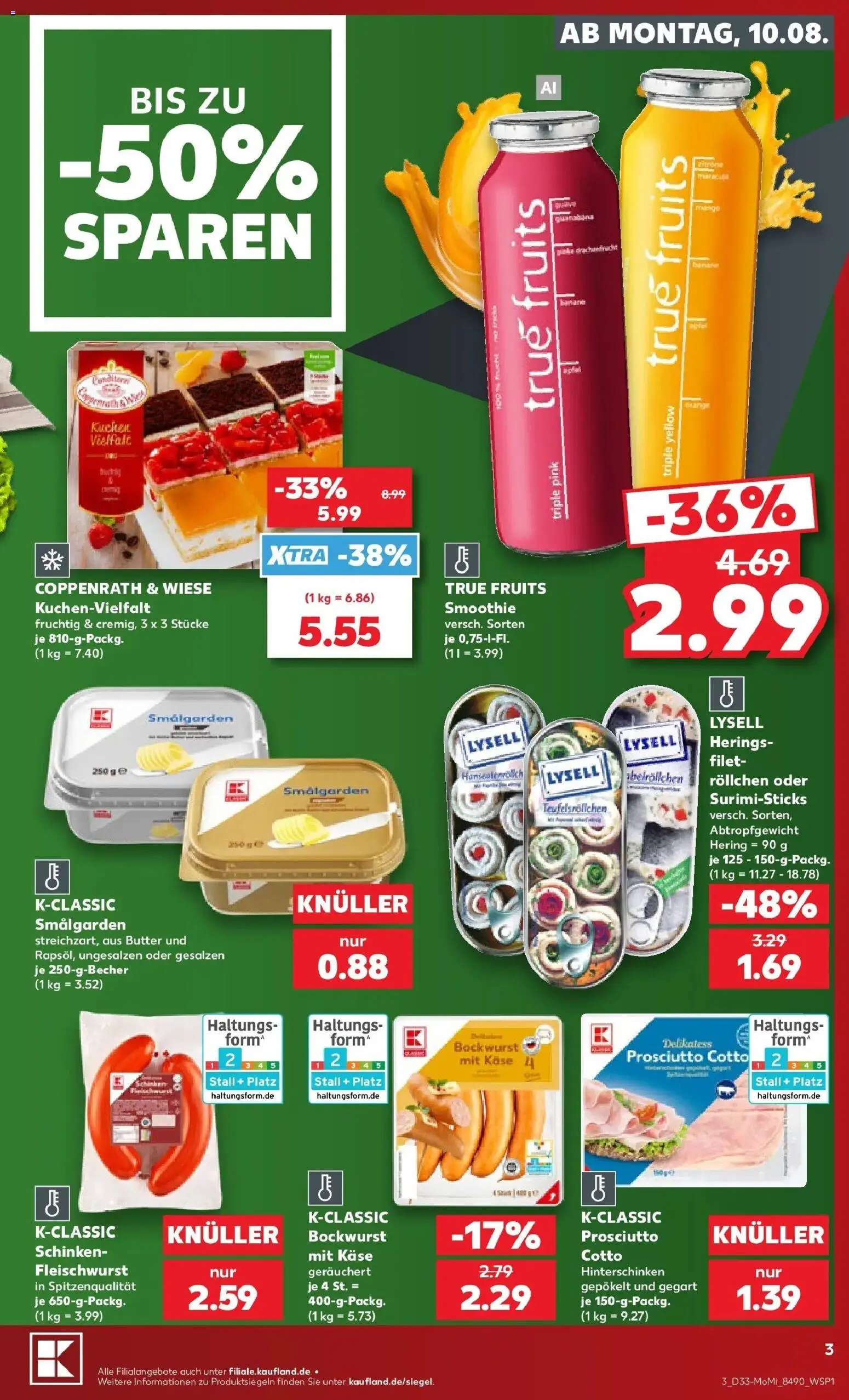 Prospekt Kaufland ab 10.08.2026 » Angebote Online zum Blättern | Seite: 3 | Produkte: Bockwurst, Butter, Käse, Schinken