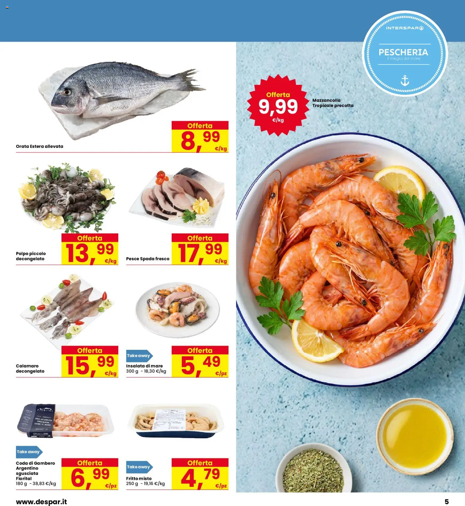 Volantino Interspar del 13/08/2026 | Pagina: 5 | Prodotti: Pesce, Insalata, Orata, Pesce spada