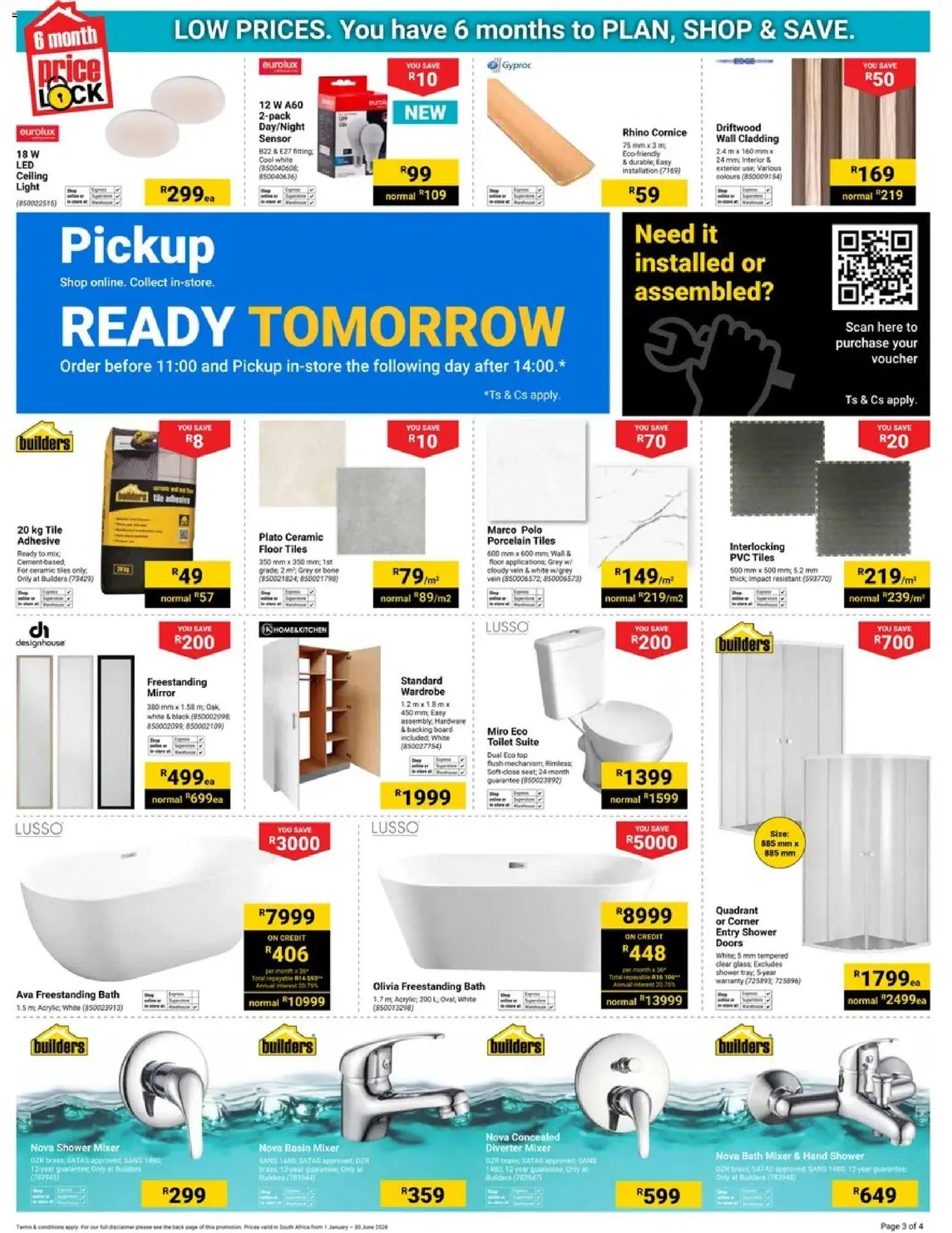 New Builders catalogue – valid from 01.01.2026 | Page: 3 | Products: Mixer, Wardrobe, Bath, Adhesive