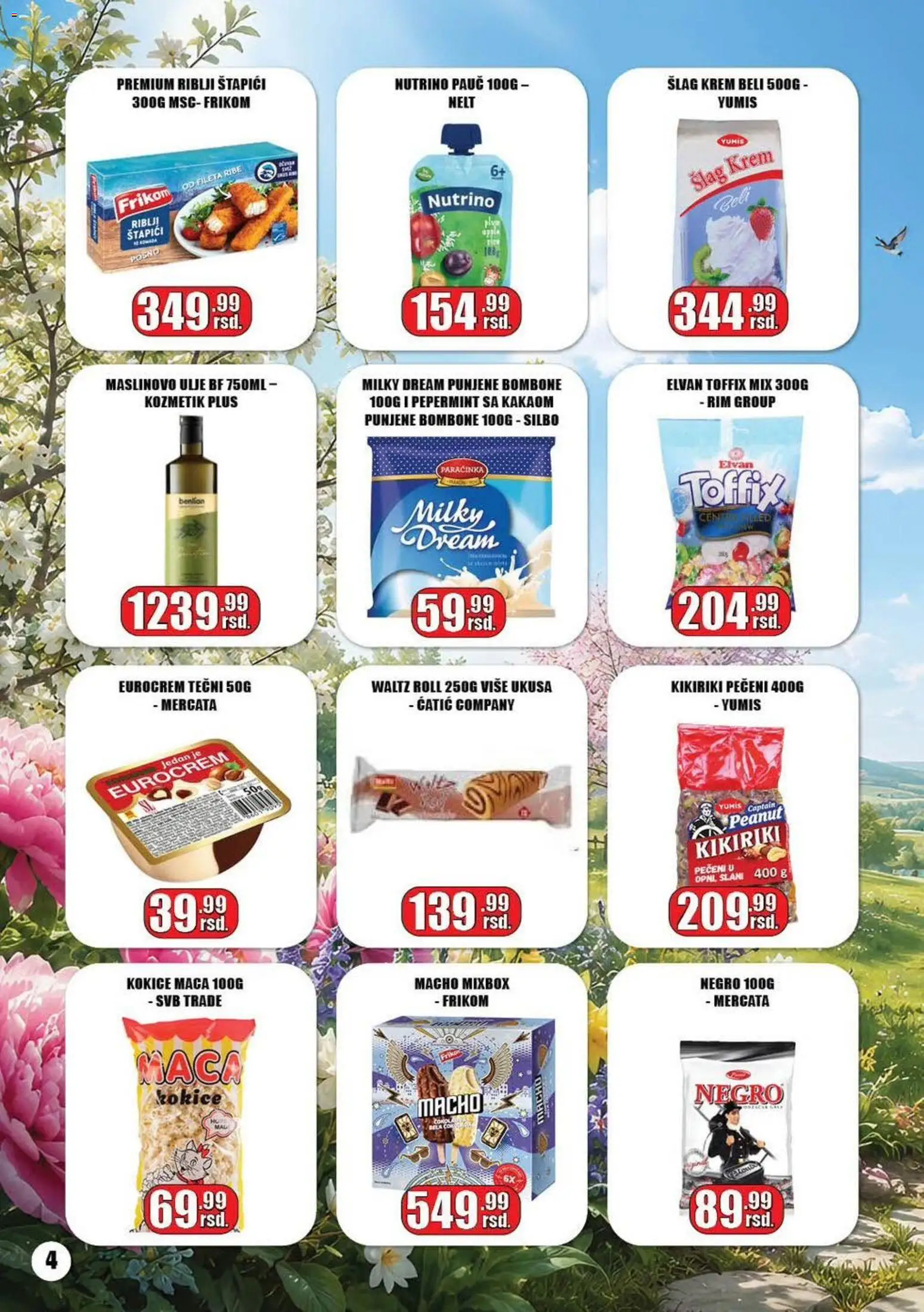 Gala MARKET katalog - važi od 05.06.2026 | Strana: 4 | Proizvode: Šlag, Riblji štapići, Eurocrem, Kikiriki