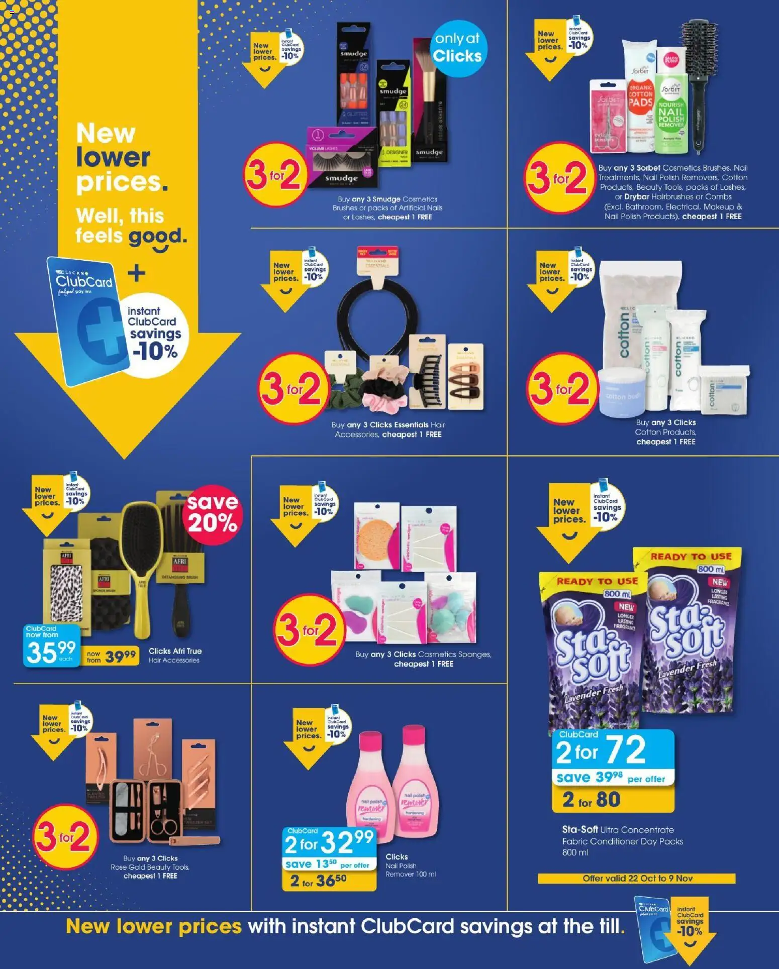 New Clicks catalogue – valid from 22/10/2026 | Page: 8 | Products: Pads, Brush, Nail polish, Cotton buds