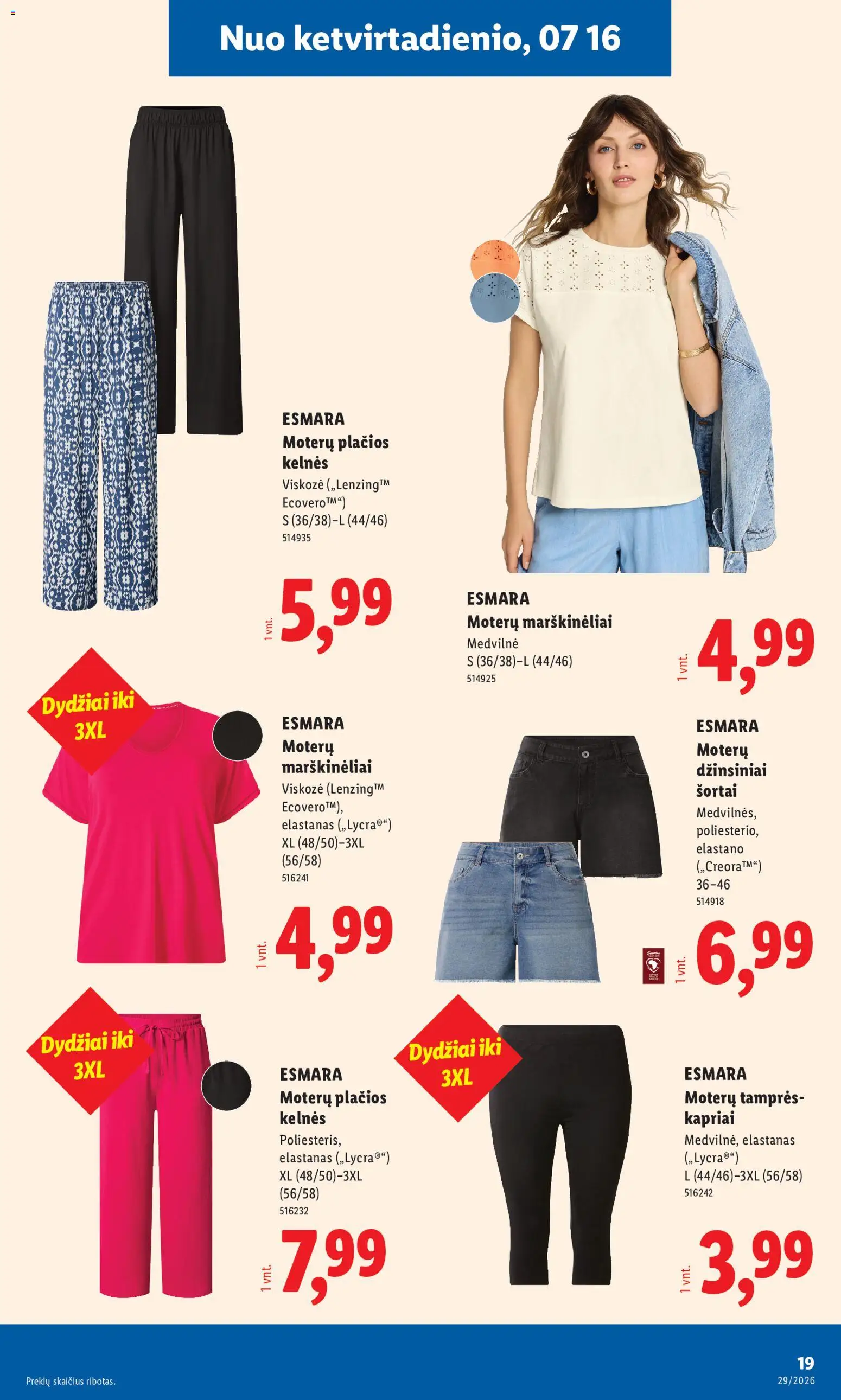 LIDL akcijos nuo 2026.07.13 | Puslapis: 19 | Prekių: Marškinėliai, Kelnes, Šortai, Tamprės