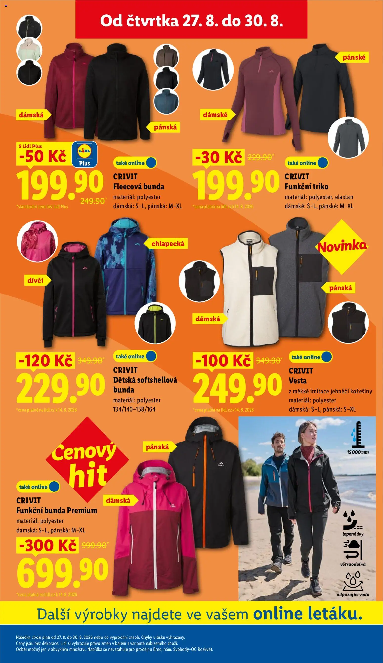Lidl leták od 27.08.2026 | Strana: 37 | Produkty: Vesta, Bunda, Funkční triko, Dětská softshellová bunda