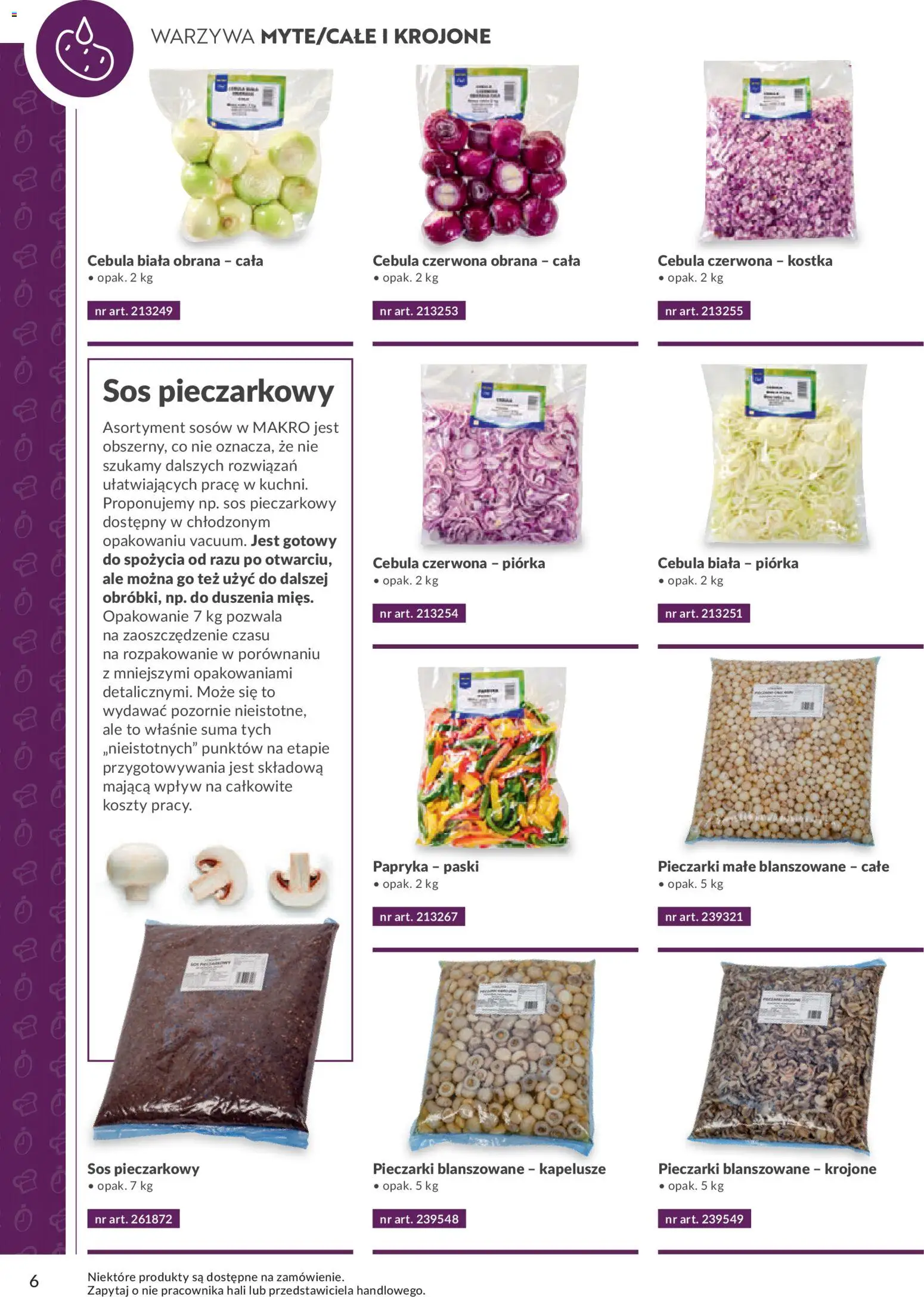 Makro Gazetka - Smart Chef Warzywa i Owoce od 01.01.2026 | Strona: 6 | Produkty: Pieczarki, Cebula, Papryka, Sos
