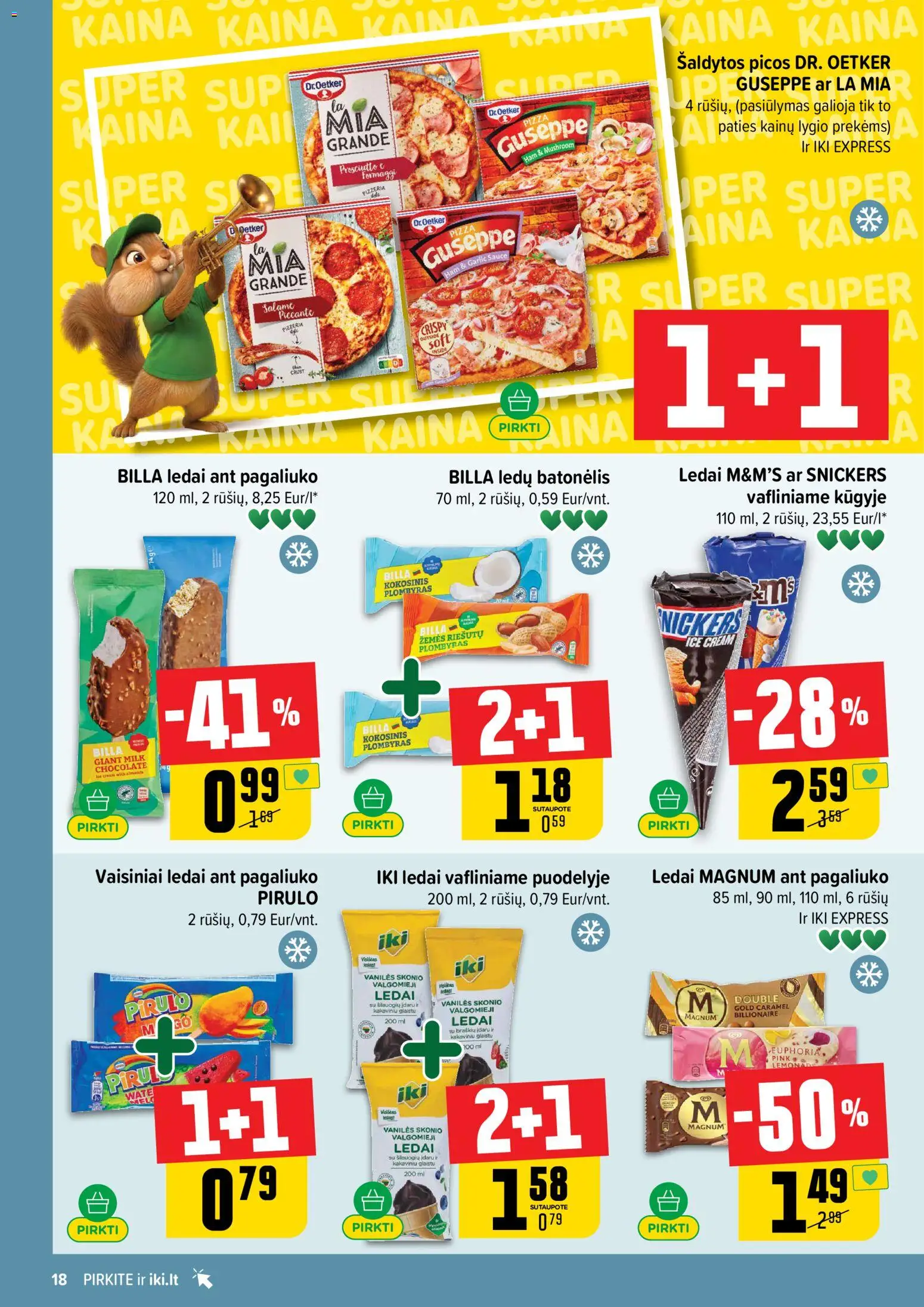 IKI akcijos nuo 08.06.2026 | Puslapis: 18 | Prekių: Ledai, Plombyras, Valgomieji ledai