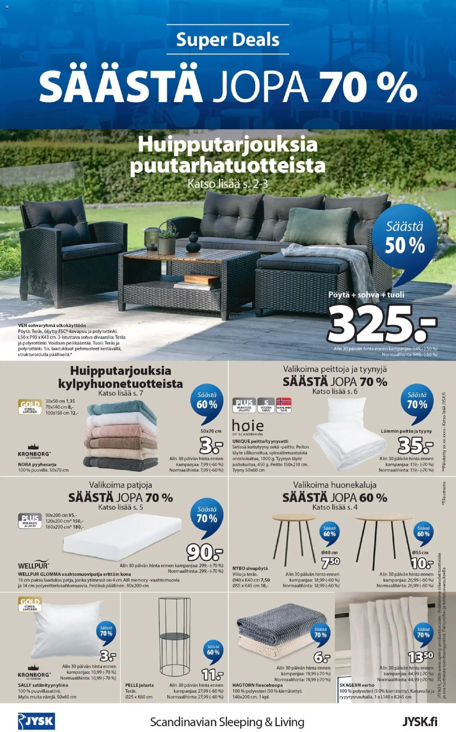 JYSK tarjoukset – voimassa 11.06.2026 alkaen | Sivu: 8 | Tuotteet: Vaahtomuovipatja, Jalusta, Verho, Pöytä