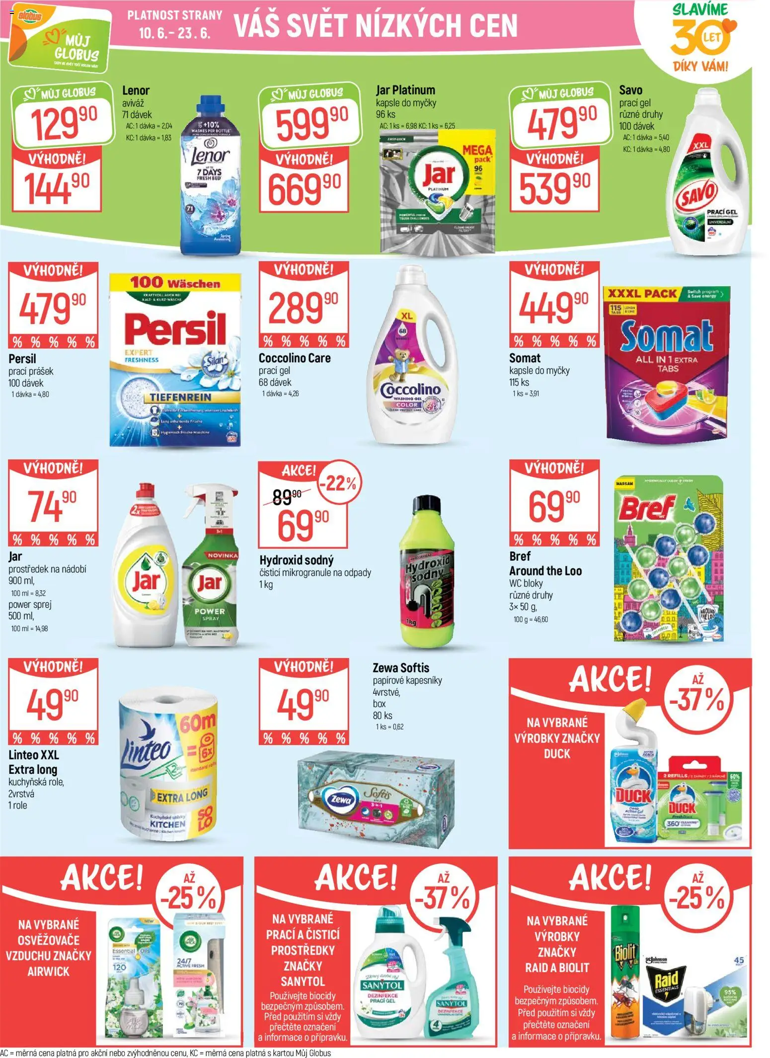 Globus leták - Praha Zličín od 10.06.2026 | Strana: 37 | Produkty: Lenor, Savo prací gel, Somat, Jar