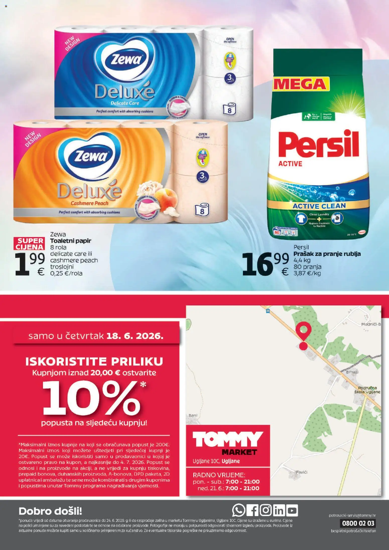 Tommy katalog | vrijedi od 18.06.2026 | Stranica: 4 | Proizvodi: Prašak za pranje, Toaletni papir, Zewa, Telefon