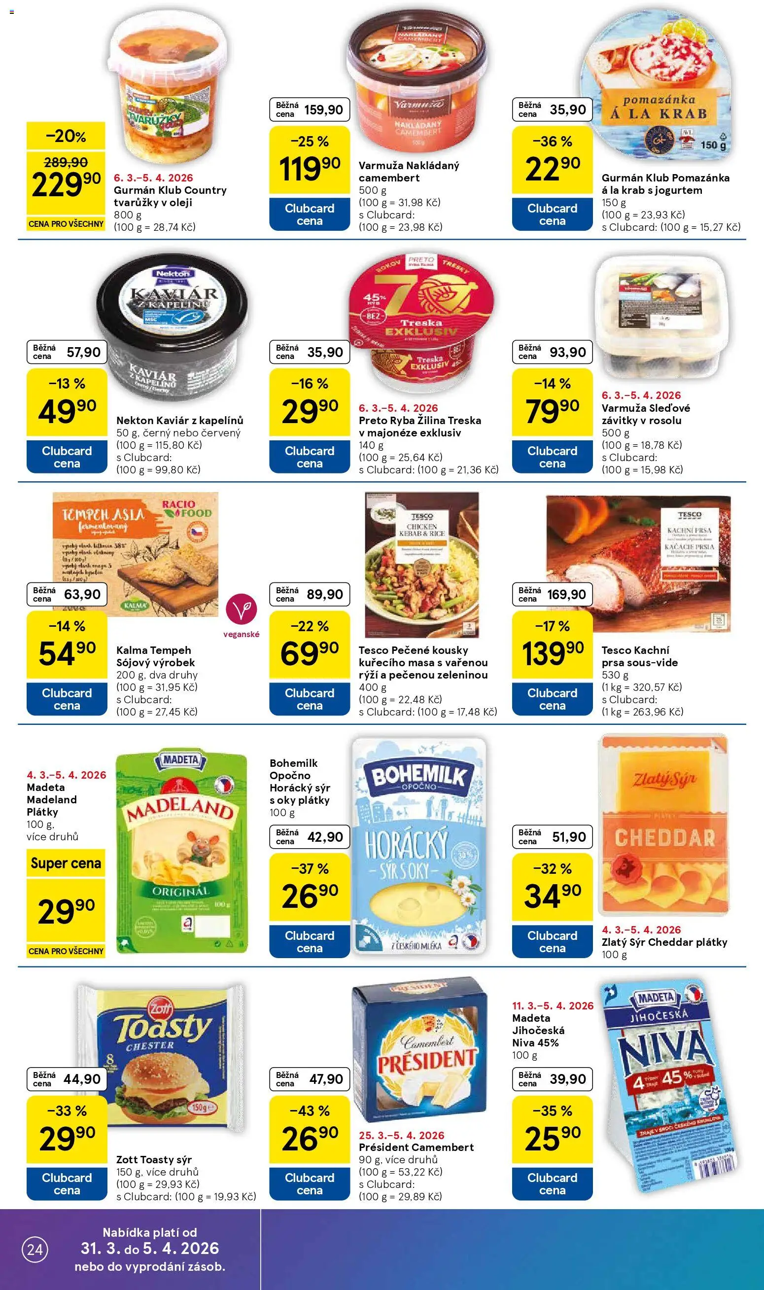 Tesco leták - Hypermarket od 31.03.2026 | Strana: 24 | Produkty: Tempeh, Tvarůžky, Kachní prsa, Niva