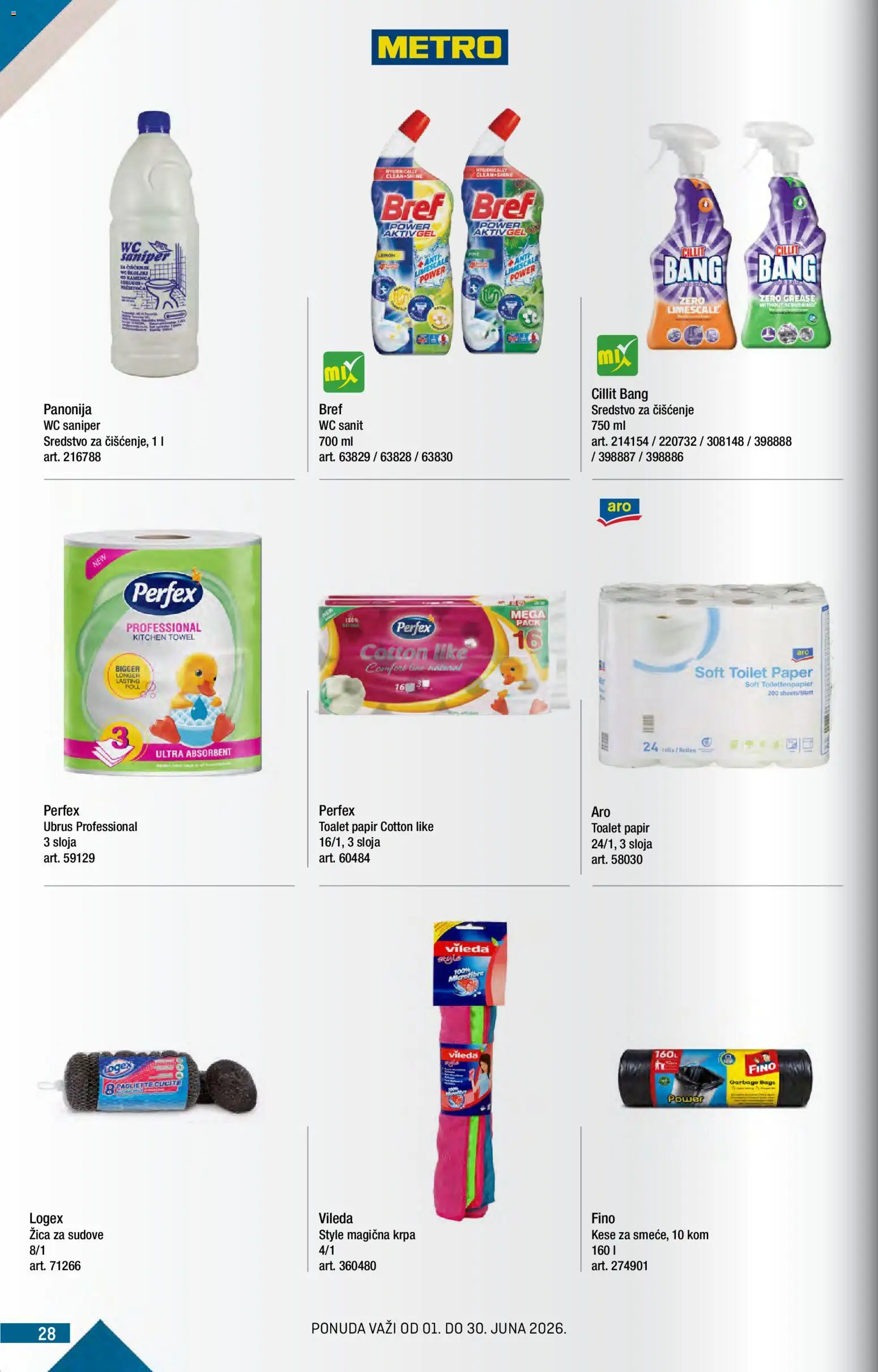 Metro katalog - važi od 01.06.2026 | Strana: 28 | Proizvode: Bref, Toalet papir, Ubrus, Wc