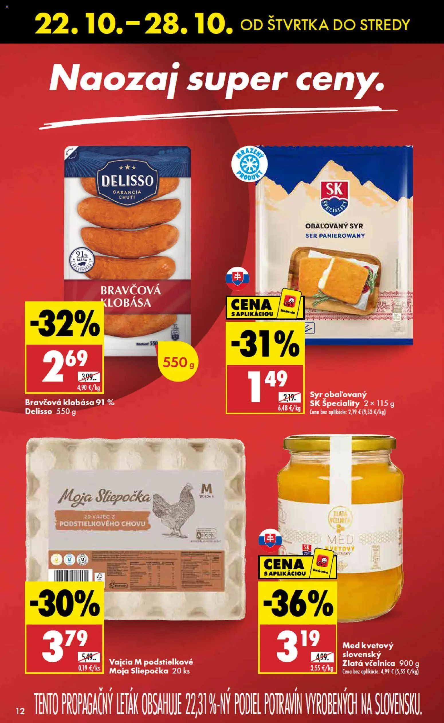 Nové Biedronka akcie – leták je platný od 22.10.2026 | Strana: 12 | Produkty: Syr, Vajcia, Obaľovaný syr, Špeciality