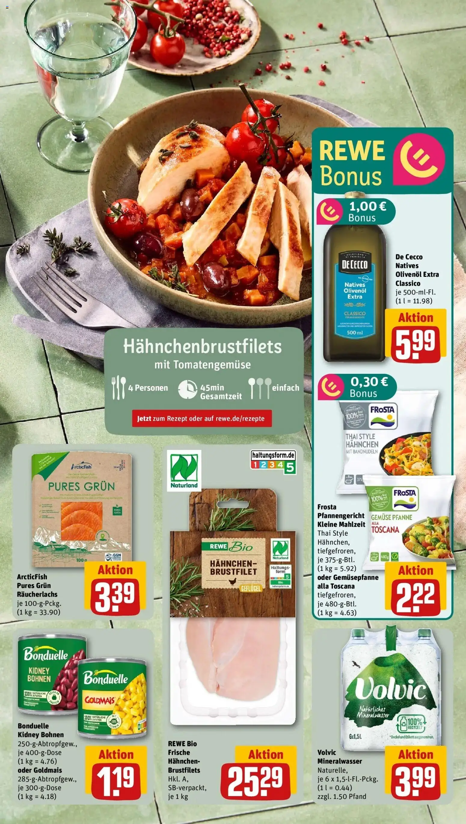 Rewe Prospekt Daun / Pützborn	 – gültig ab 05.04.2026 | Seite: 5 | Produkte: Hahnchen, Olivenol, Mineralwasser, Räucherlachs