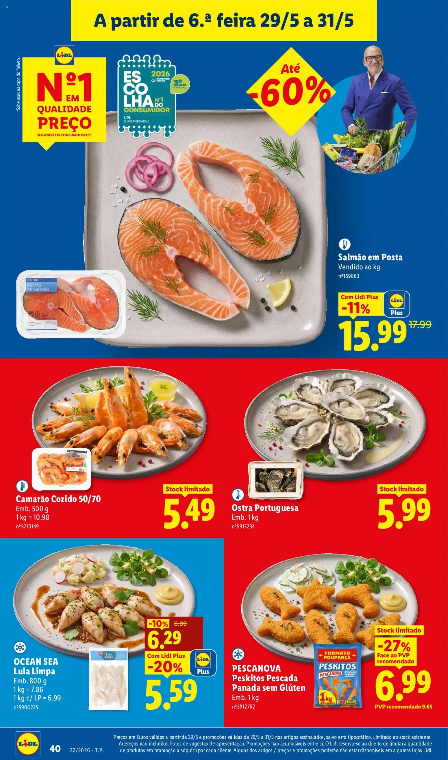 Lidl folheto │ válido de 25.05.2026 | Página: 40 | Produtos: Pescada, Camarão, Salmão