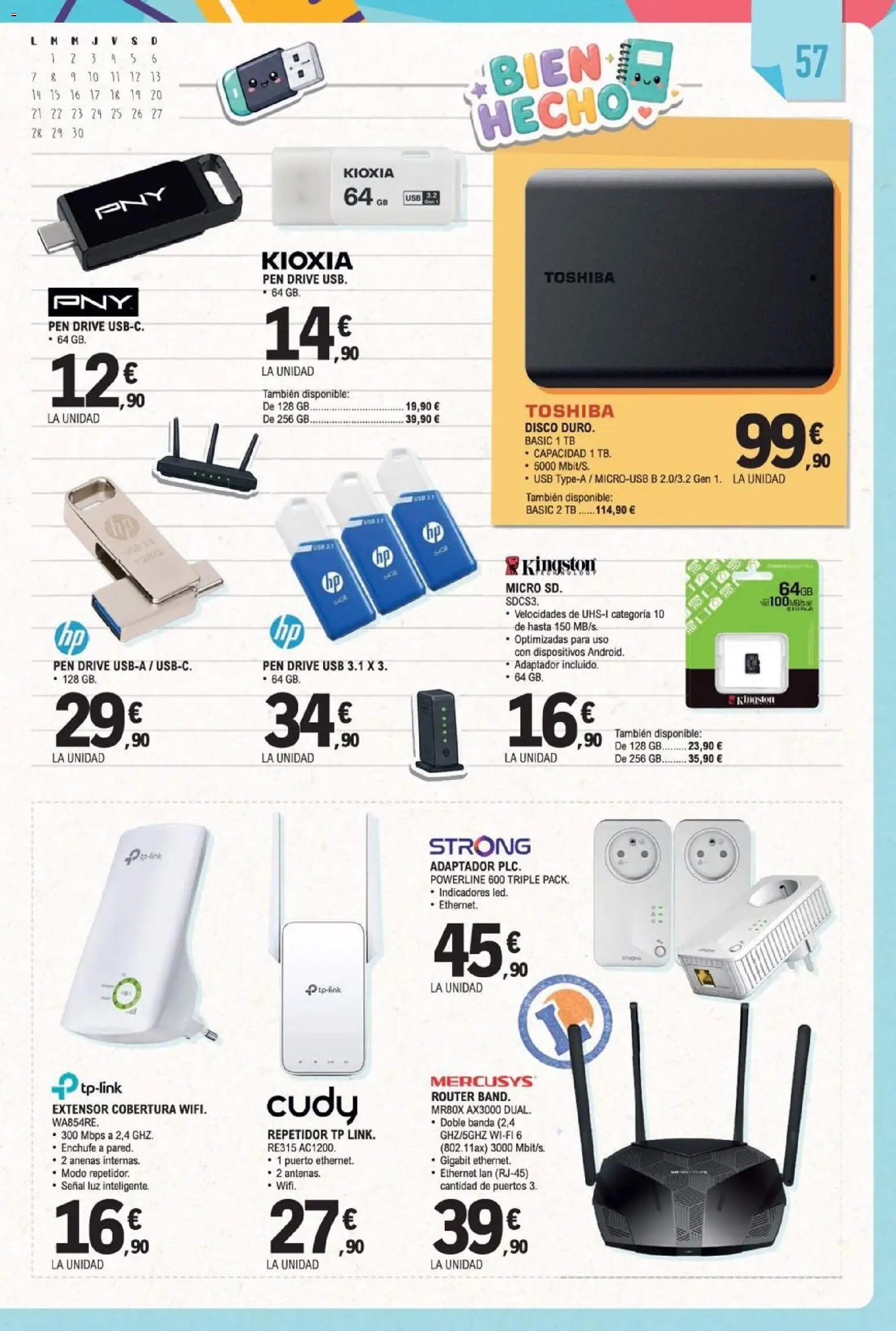 E.Leclerc Miranda de Ebro │ válido desde el 10/08/2026 | Página: 57 | Productos: Disco, Adaptador, USB, Enchufe