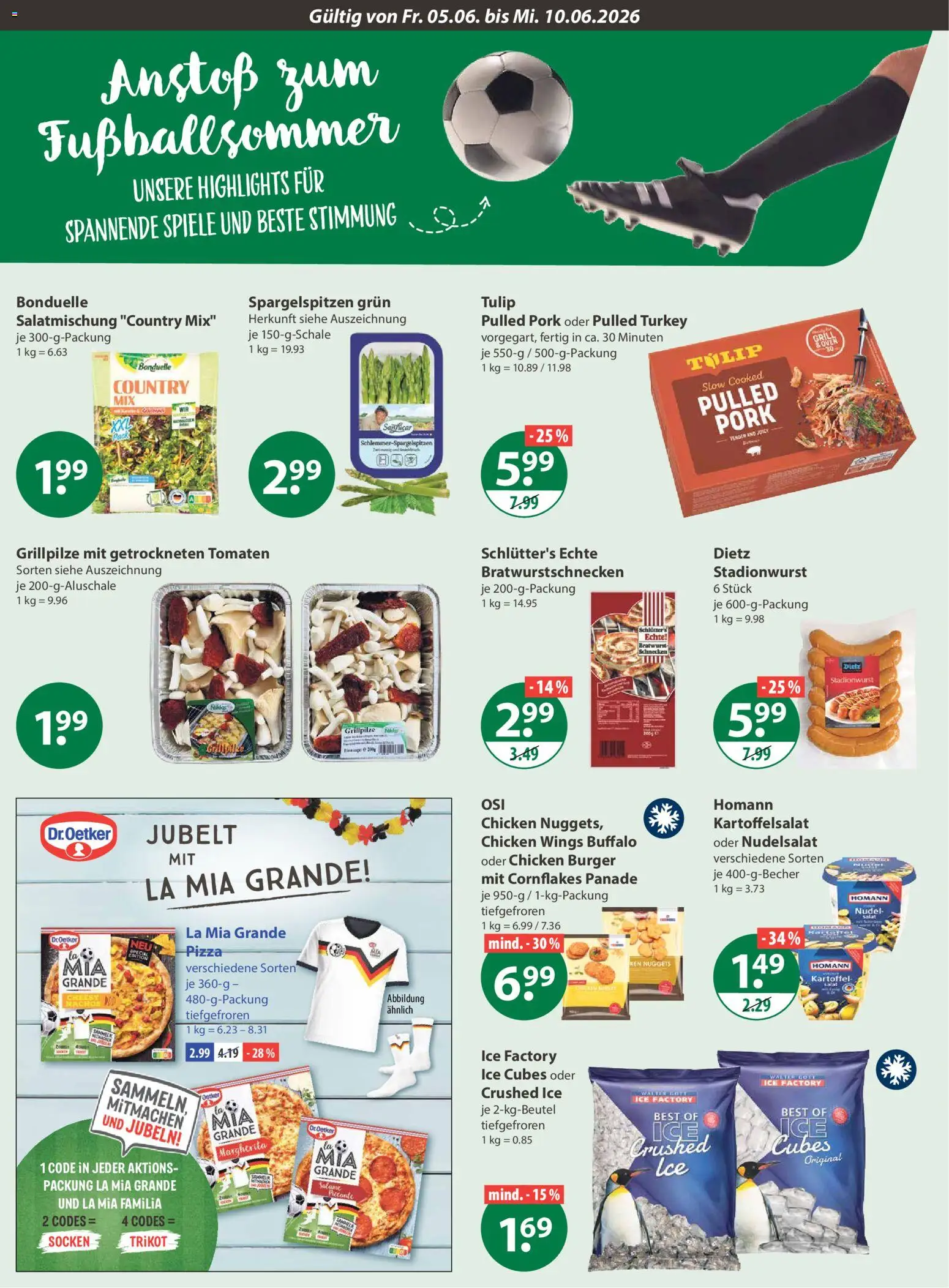 V-Markt München – gültig ab 05.06.2026 | Seite: 12 | Produkte: Burger, Tomaten, Pizza, Salat
